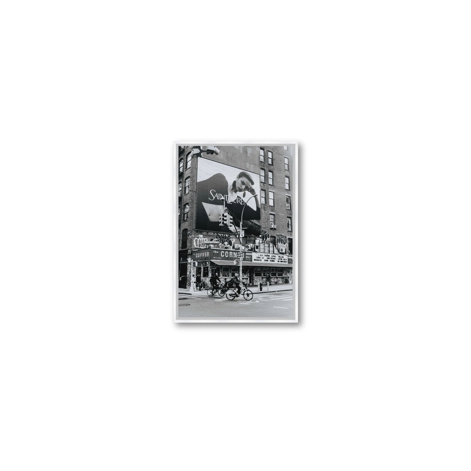 Runway To Rooftops New York NYC Black & White wall art Small fine art canvas in white float frame