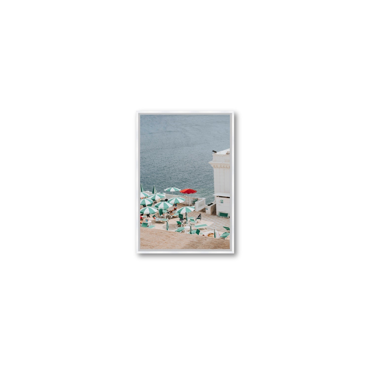Lido Italiano Puglia beach Italian wall art Small fine art canvas in white float frame