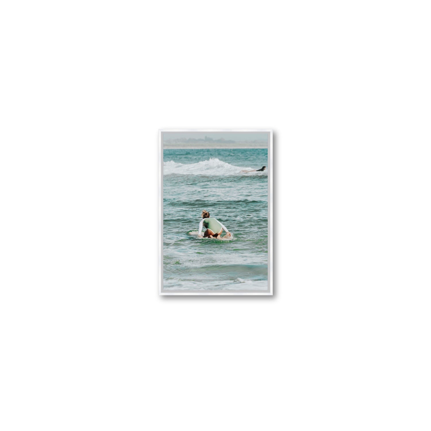 Quincy Byron Bay Surf coastal wall art Small fine art canvas in white float frame