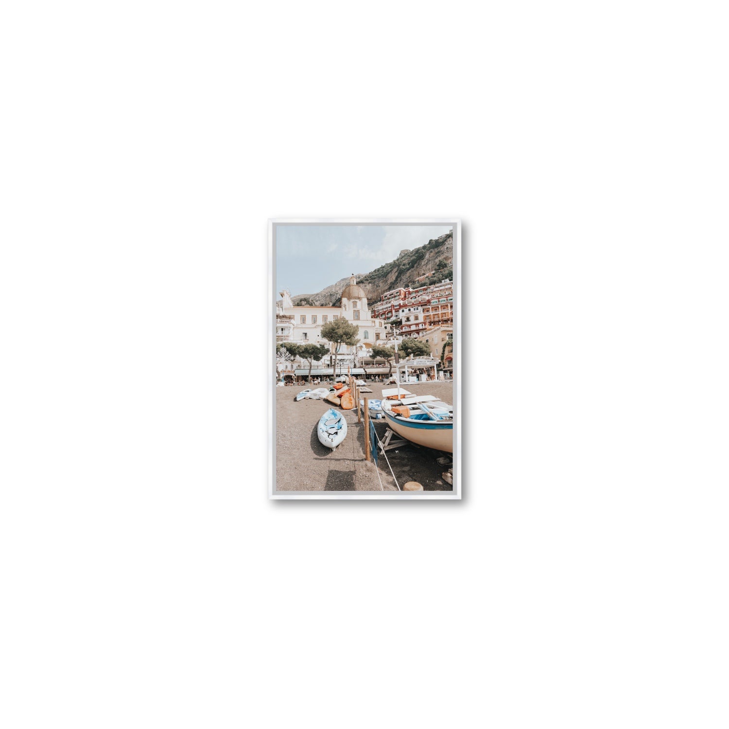 Seaside Hues Positano wall art Small fine art canvas in white float frame