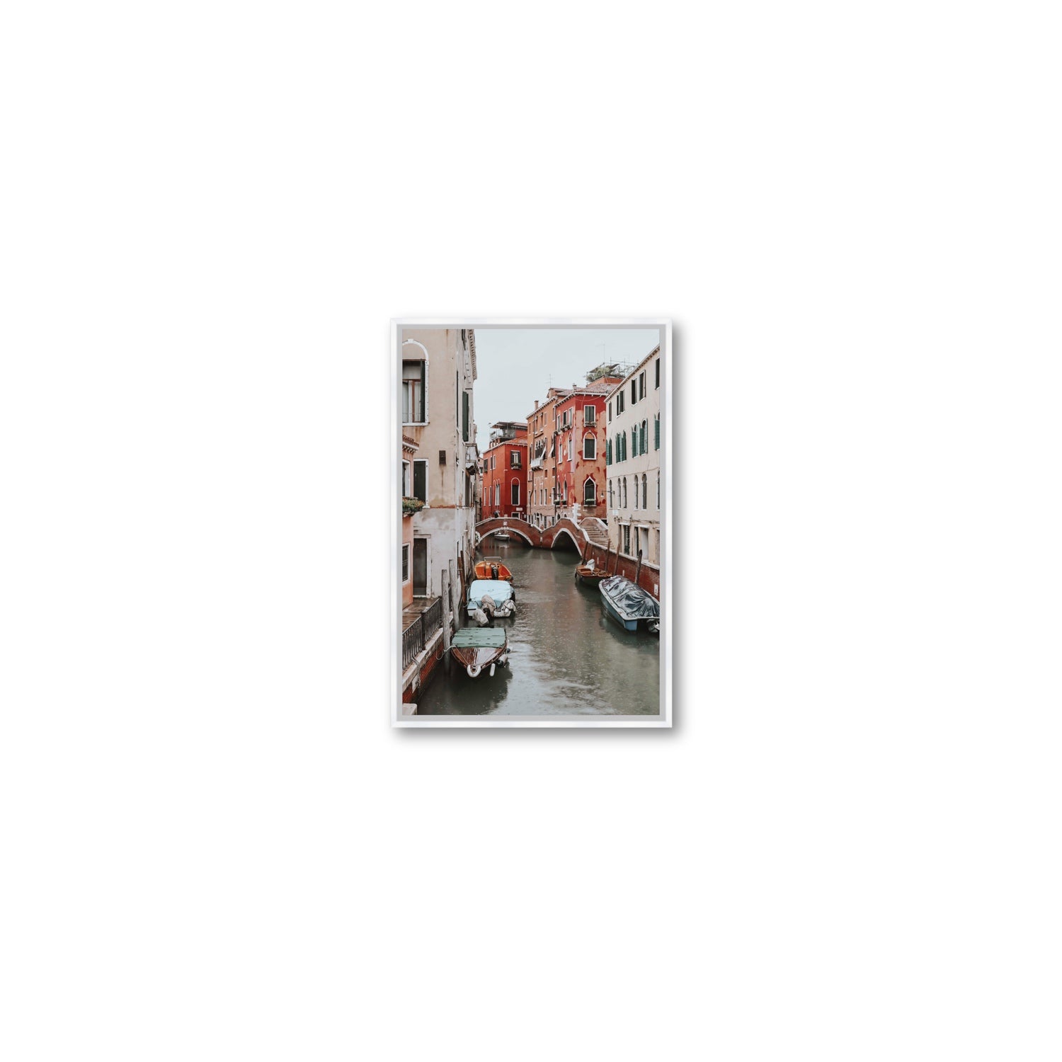 City of Water Venice Italian Mediterranean decor wall art Small fine art canvas in white float frame