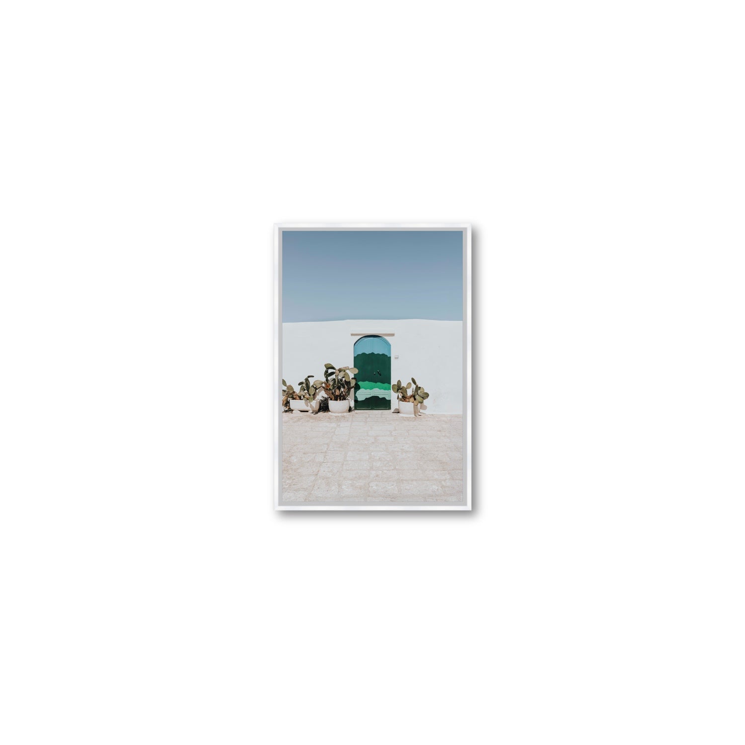 Imaginary Exit Puglia Mediterranean wall art Small fine art canvas in white float frame