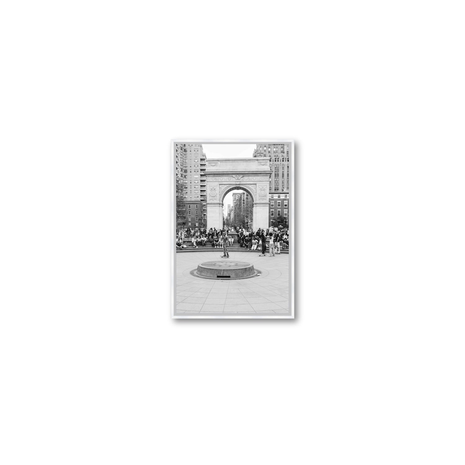 Concrete Conqueror New York NYC Skateboard wall art Small fine art canvas in white float frame