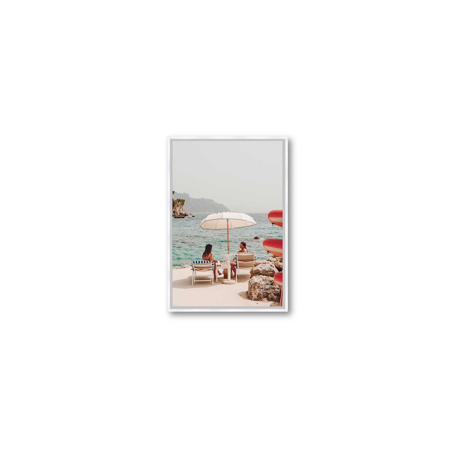 Salty Banter Amalfi Mediterranean wall art Small fine art canvas in white float frame
