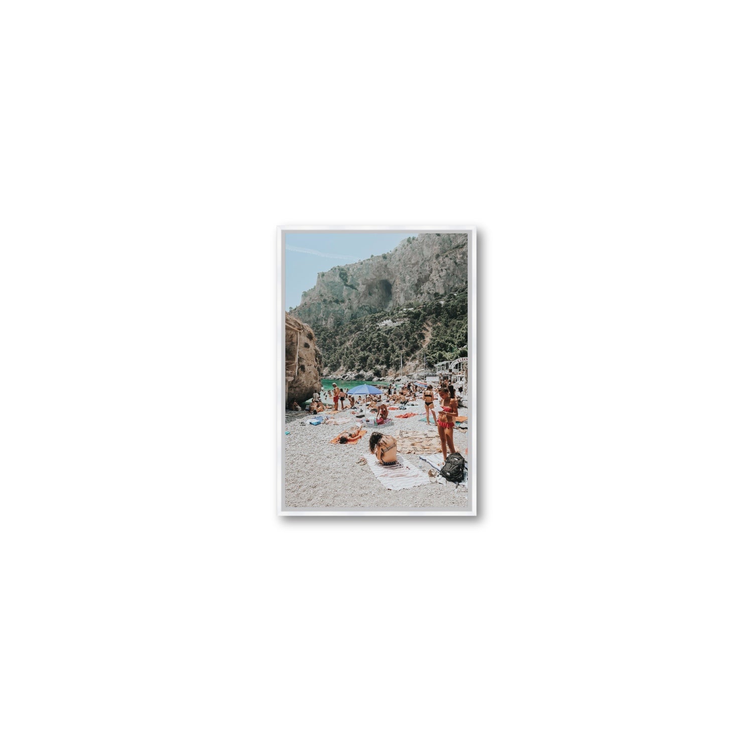 Marina Piccola Capri Mediterranean wall art Small fine art canvas in white float frame