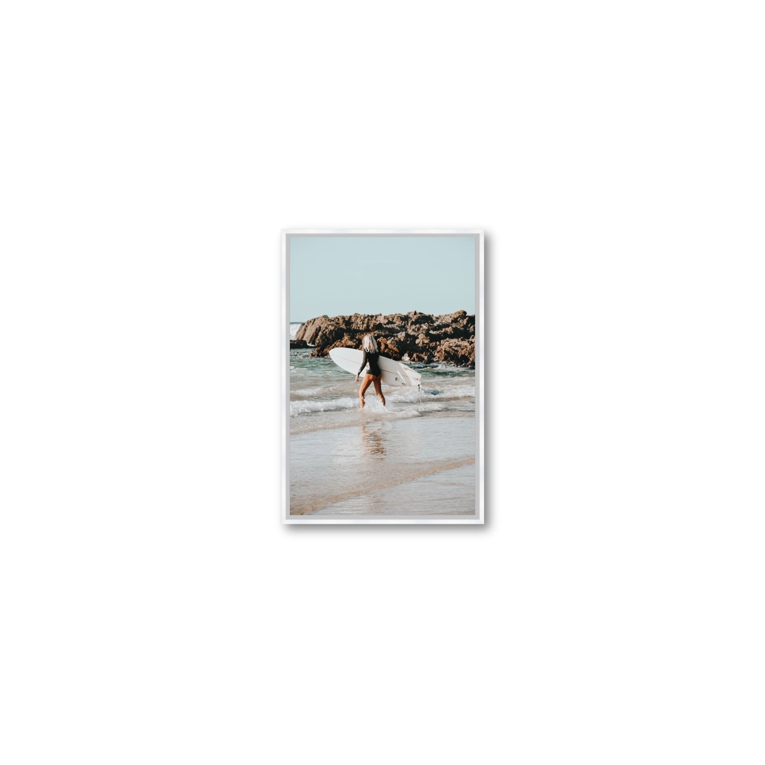 Bethany Byron Bay Surf coastal decor wall art Small fine art canvas in white float frame
