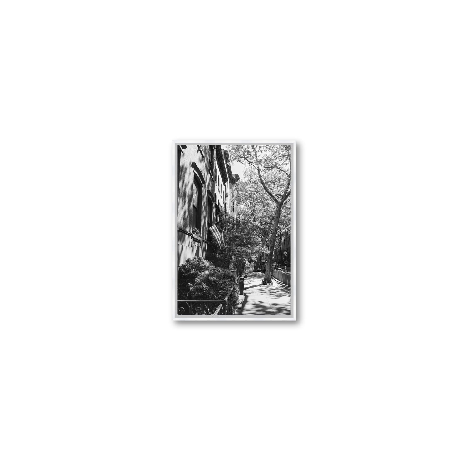 Urban Patriotism New York NYC Black & White wall art Small fine art canvas in white float frame