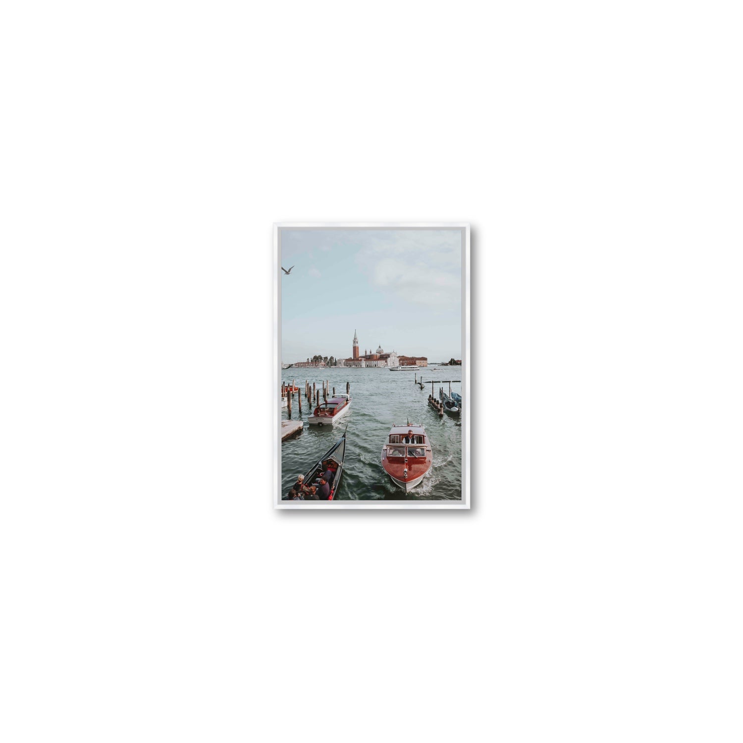 Galleggiante Venice Italian wall art Small fine art canvas in white float frame