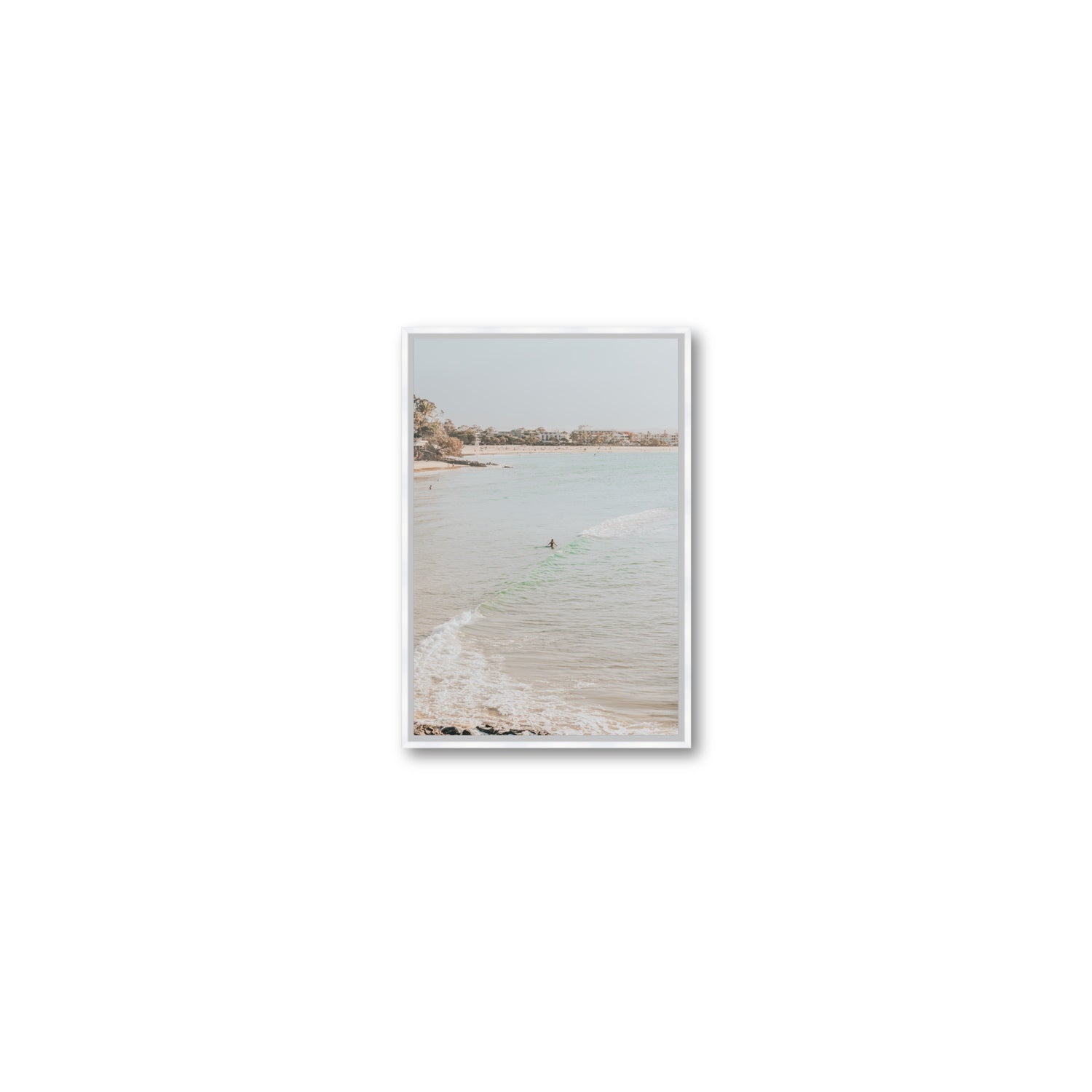 Salt Reverie fine art print, Noosa, Australia, coastal scenes artwork, Small, White Float Frame, Fine Art Canvas