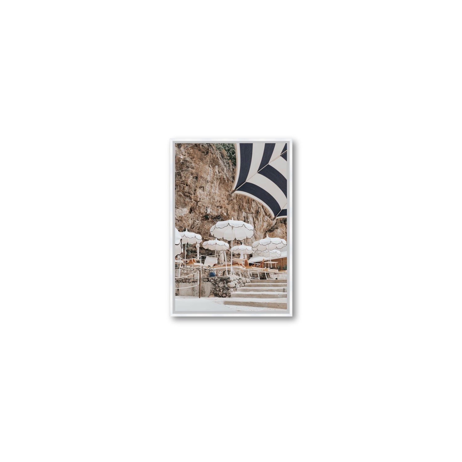 Rocky Refuge fine art print, Positano, Italy, Small, White Float Frame, Fine Art Canvas