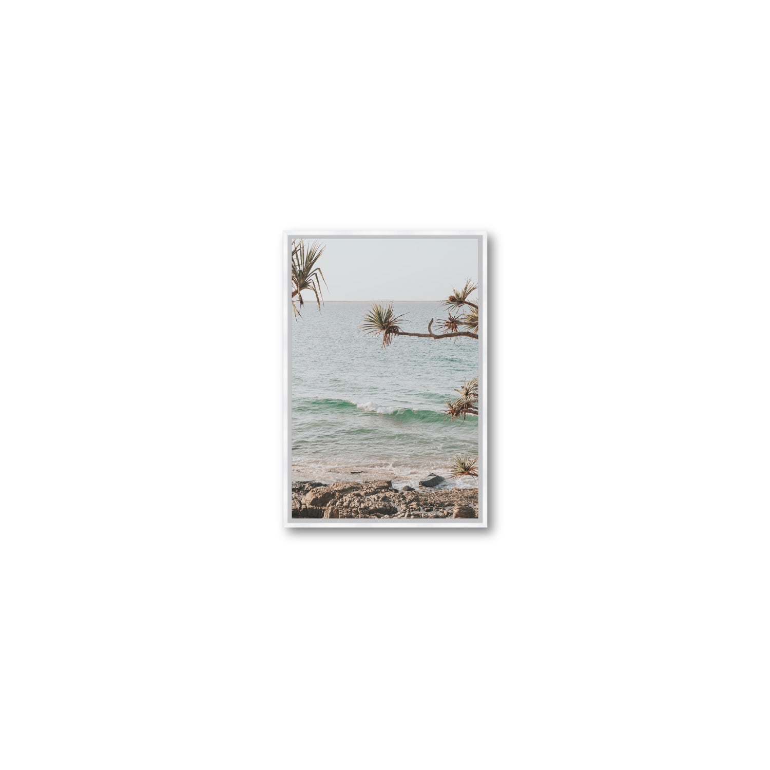 Good Vibrations fine art print, Noosa, Australia, coastal scenes artwork, Small, White Float Frame, Fine Art Canvas