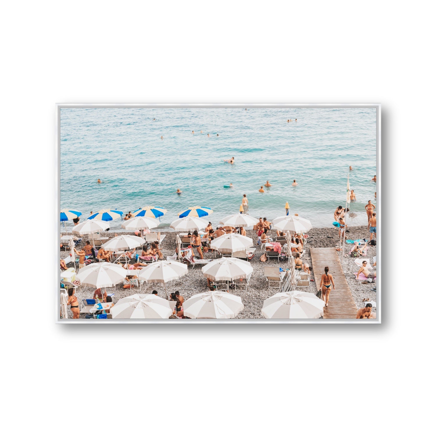Dreamscape Amalfi Italian beach wall art Gallery fine art canvas in white float frame