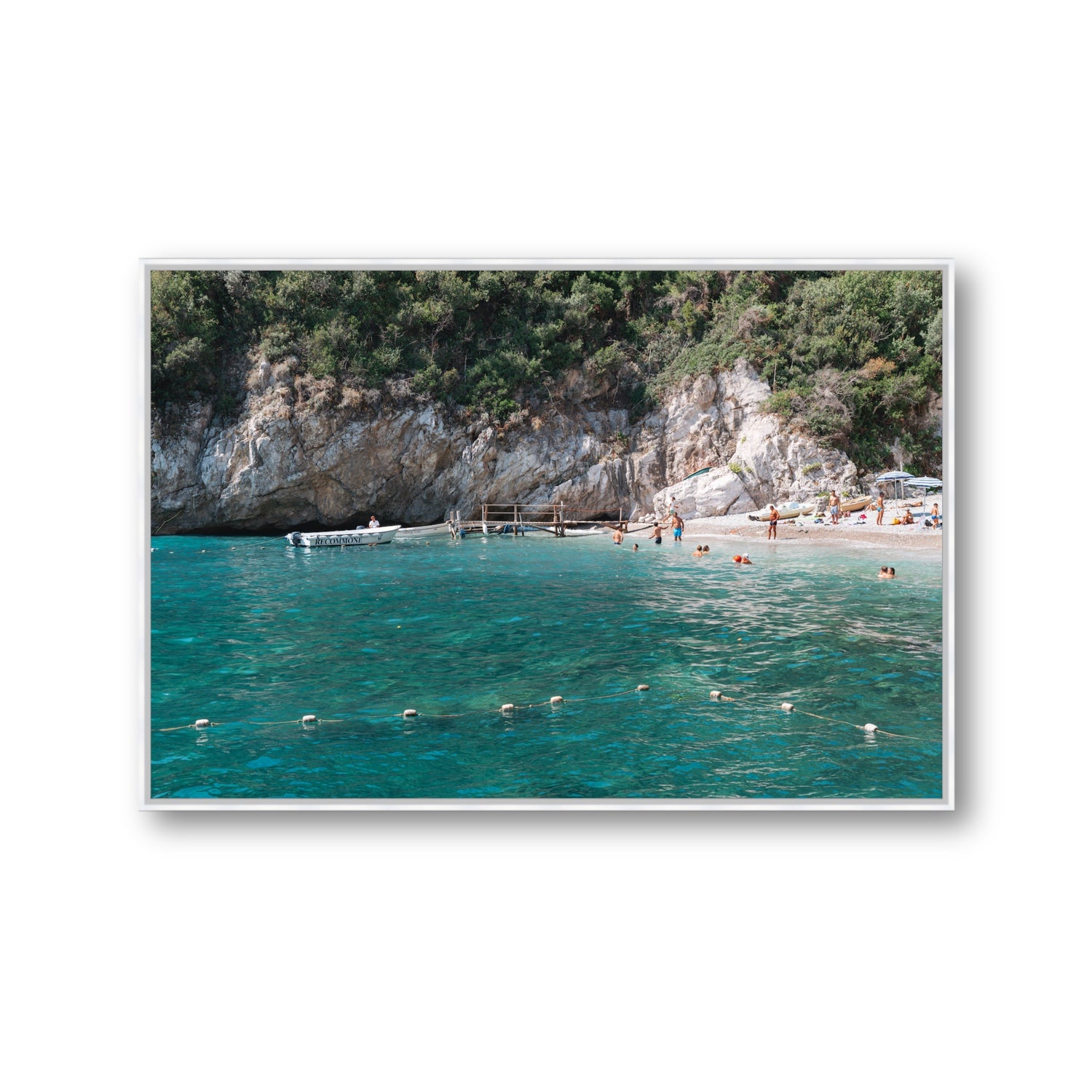 Azure Abyss Nerano wall art Gallery fine art canvas in white float frame