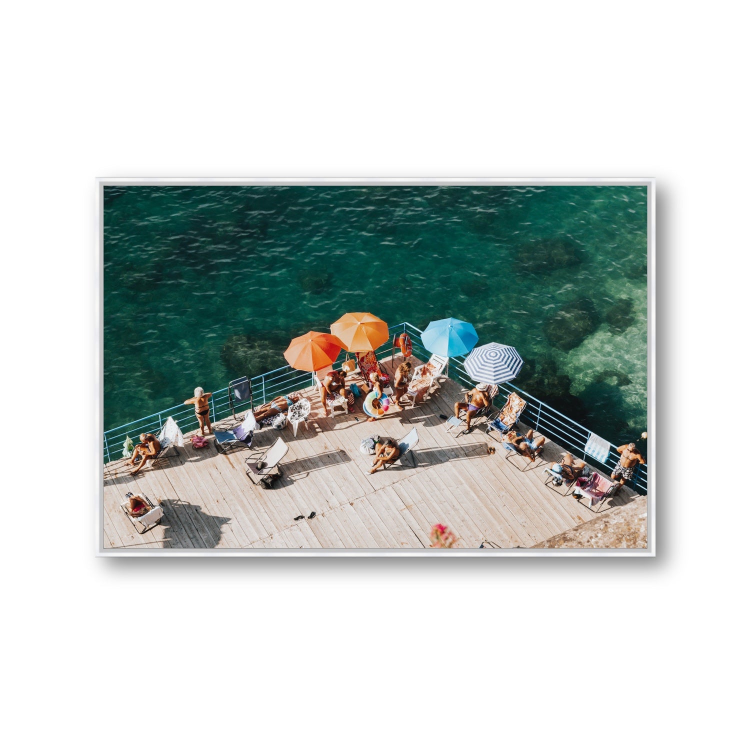 Il Dolce Far Niente Sorrento coastal wall art Gallery fine art canvas in white float frame