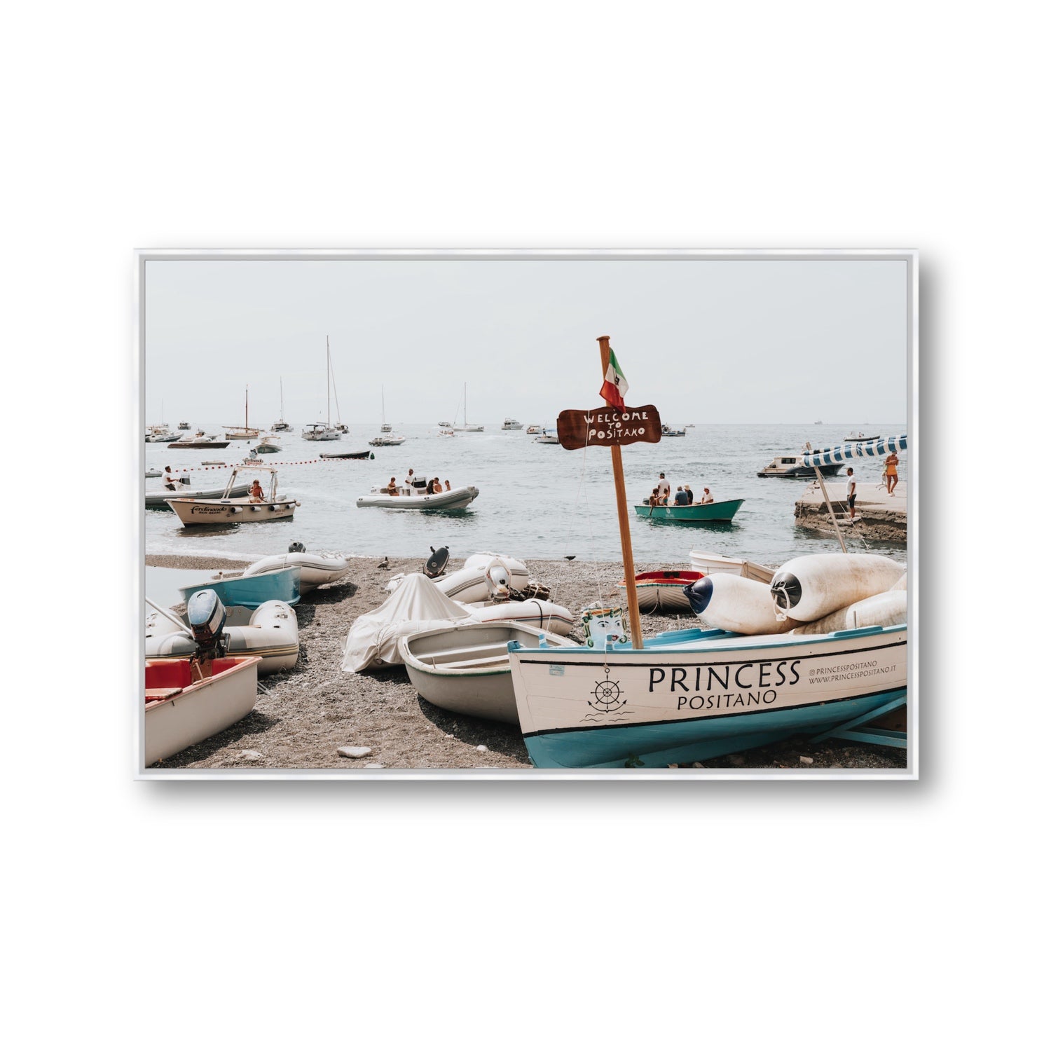 Princess Positano fine art print, Positano, Italy, Gallery, White Float Frame, Fine Art Canvas