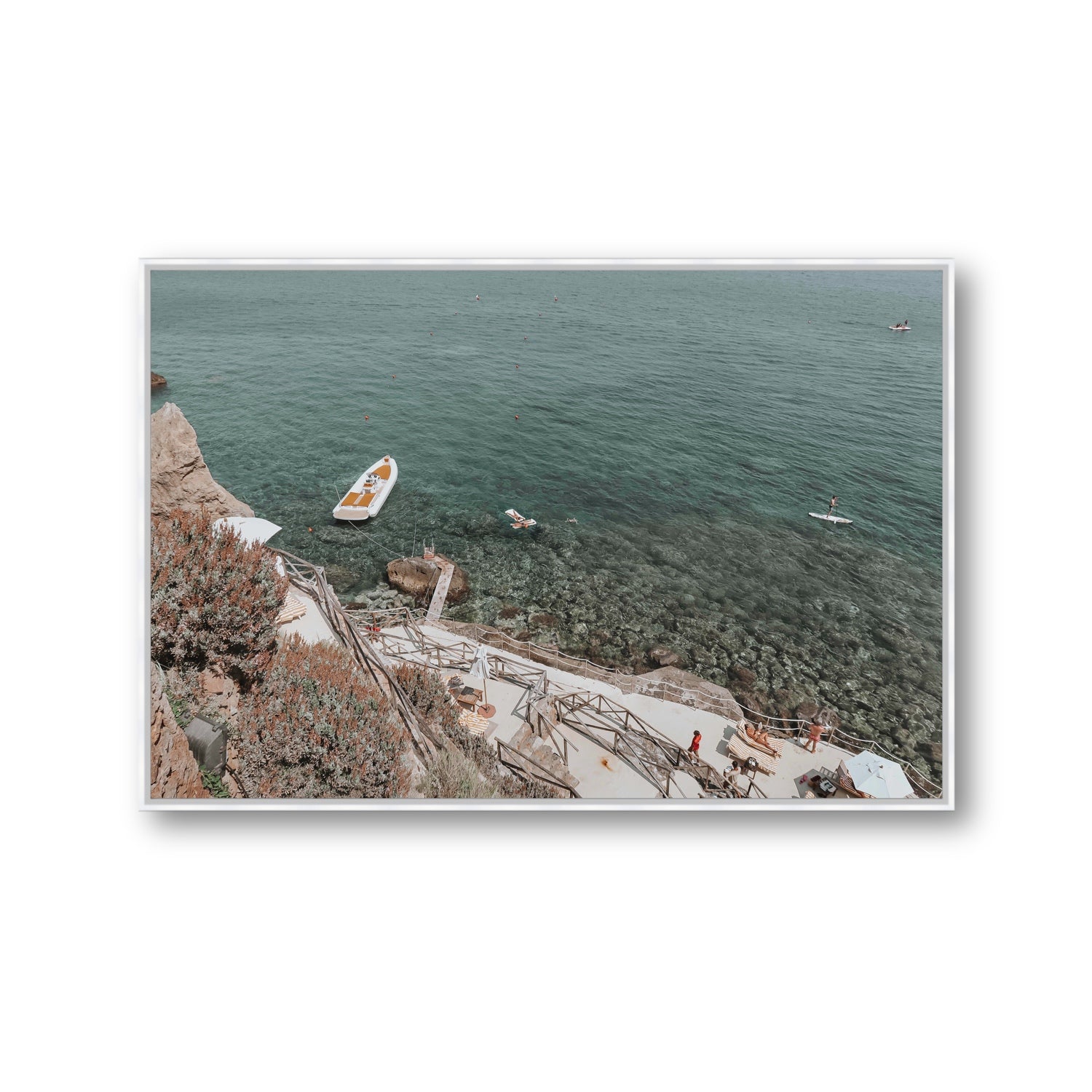 The Lagoon Tuscany coastal Italian wall art Gallery fine art canvas in white float frame