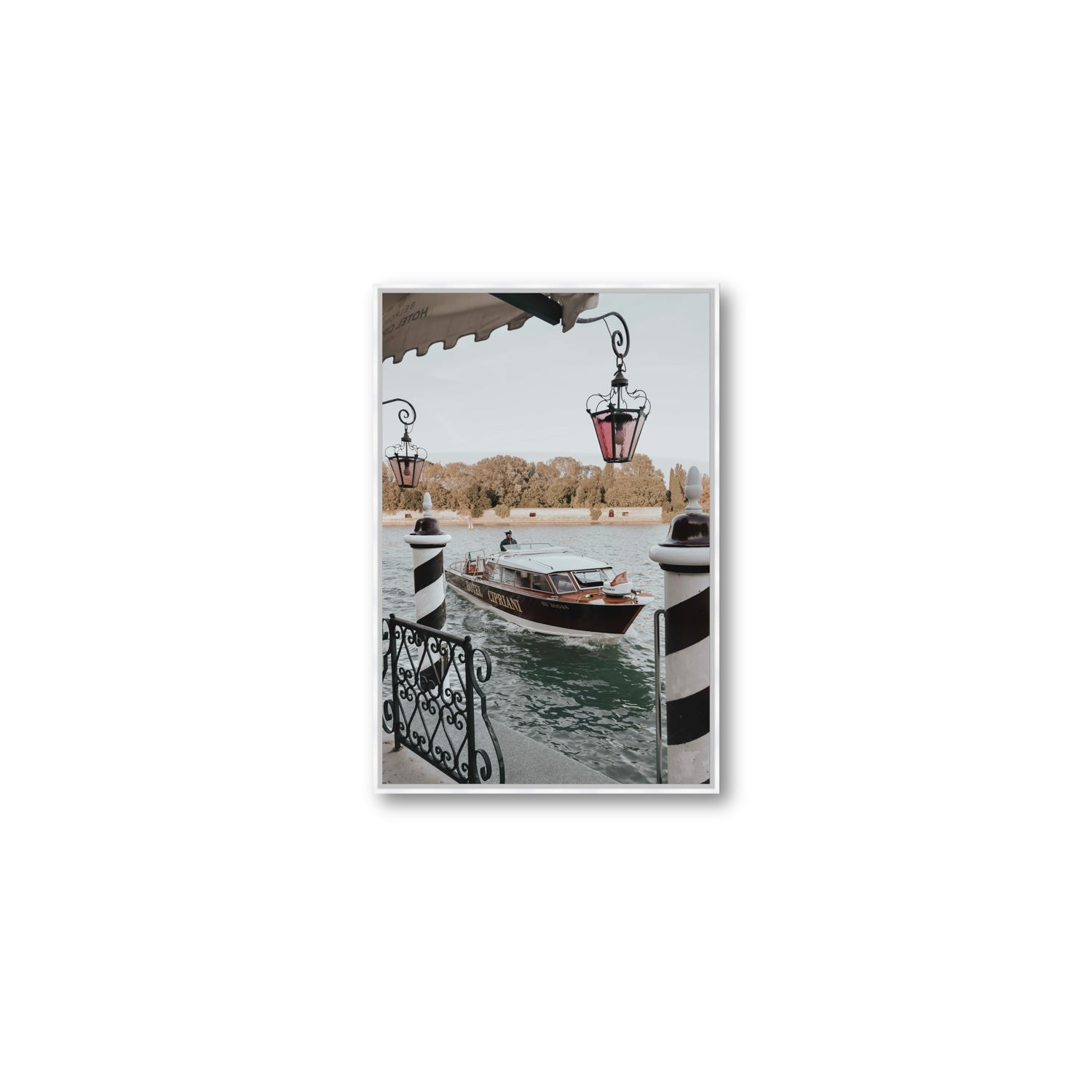 Taxi Shuttle Venice wall art Medium fine art canvas in white float frame