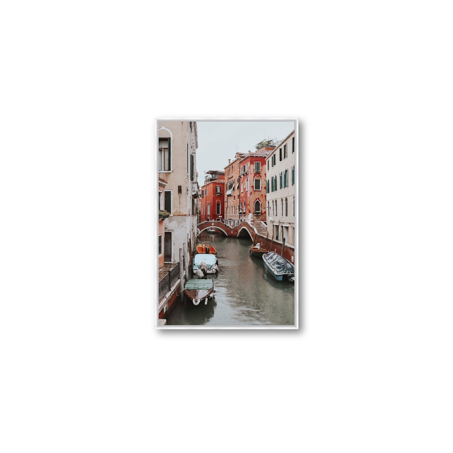 City of Water Venice Italian Mediterranean decor wall art Medium fine art canvas in white float frame