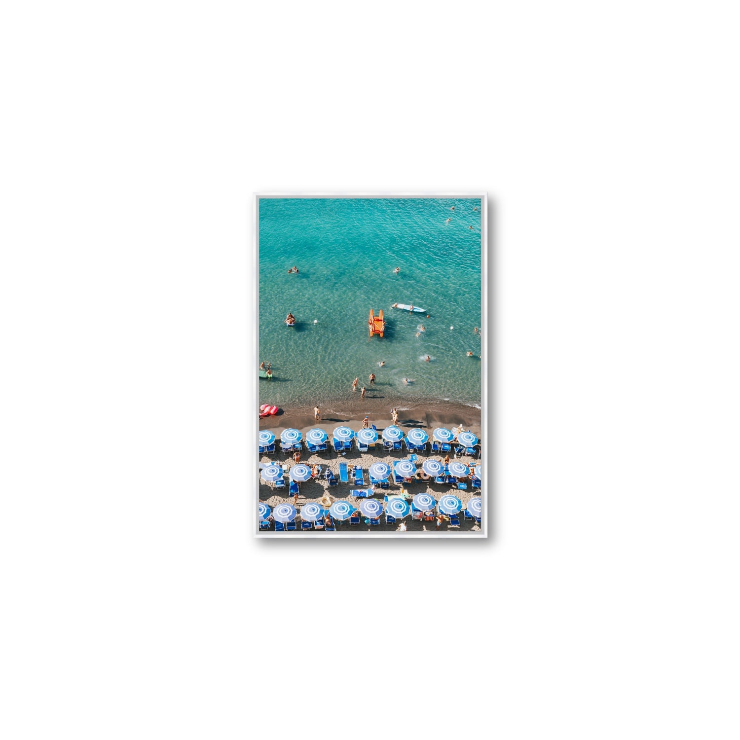 Aquamarine Oasis Sorrento Italian coastal wall art Medium fine art canvas in white float frame