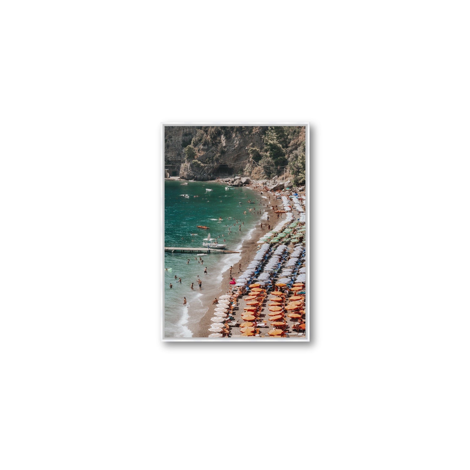 Ocean's Playground Positano decor wall art Medium fine art canvas in white float frame
