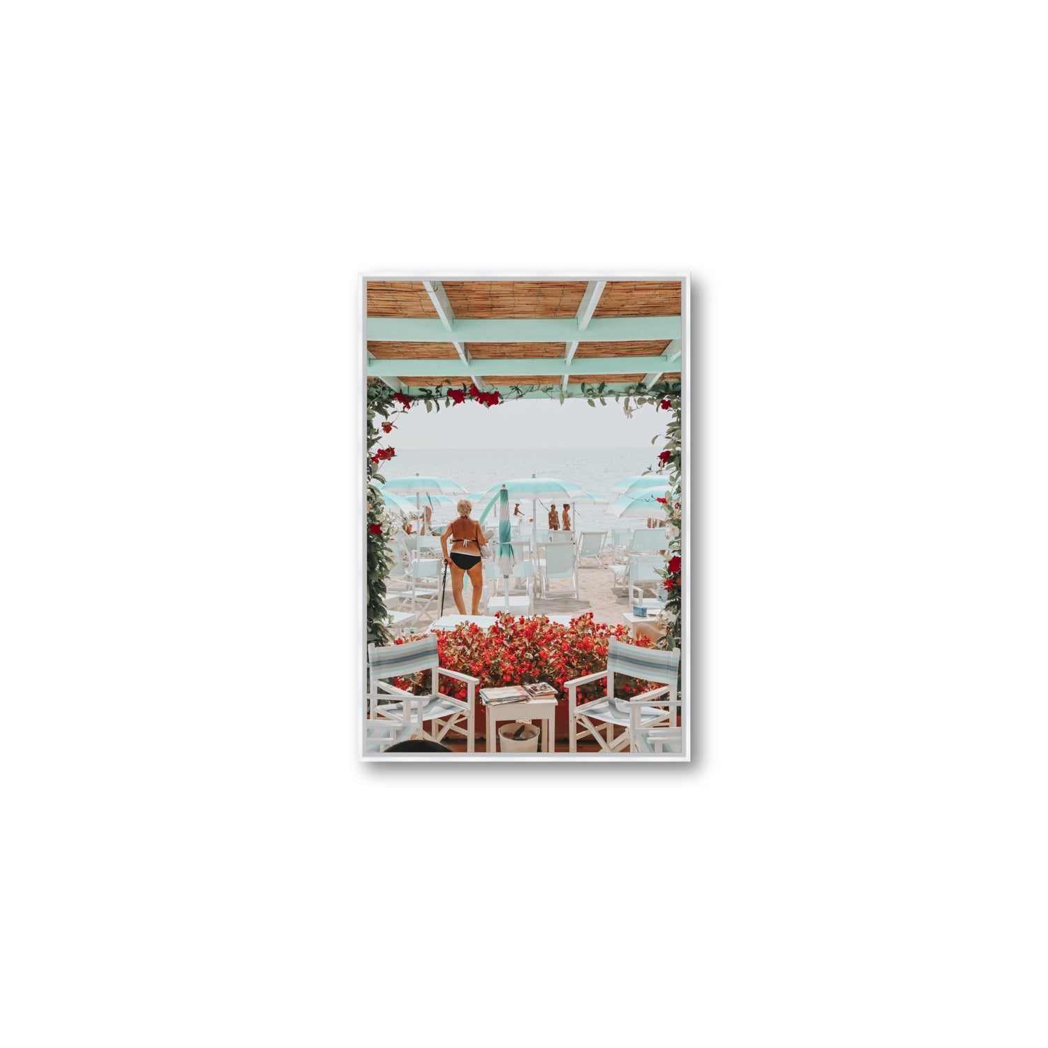 Nonna's Italian Escape Alassio Italian wall art Medium fine art canvas in white float frame