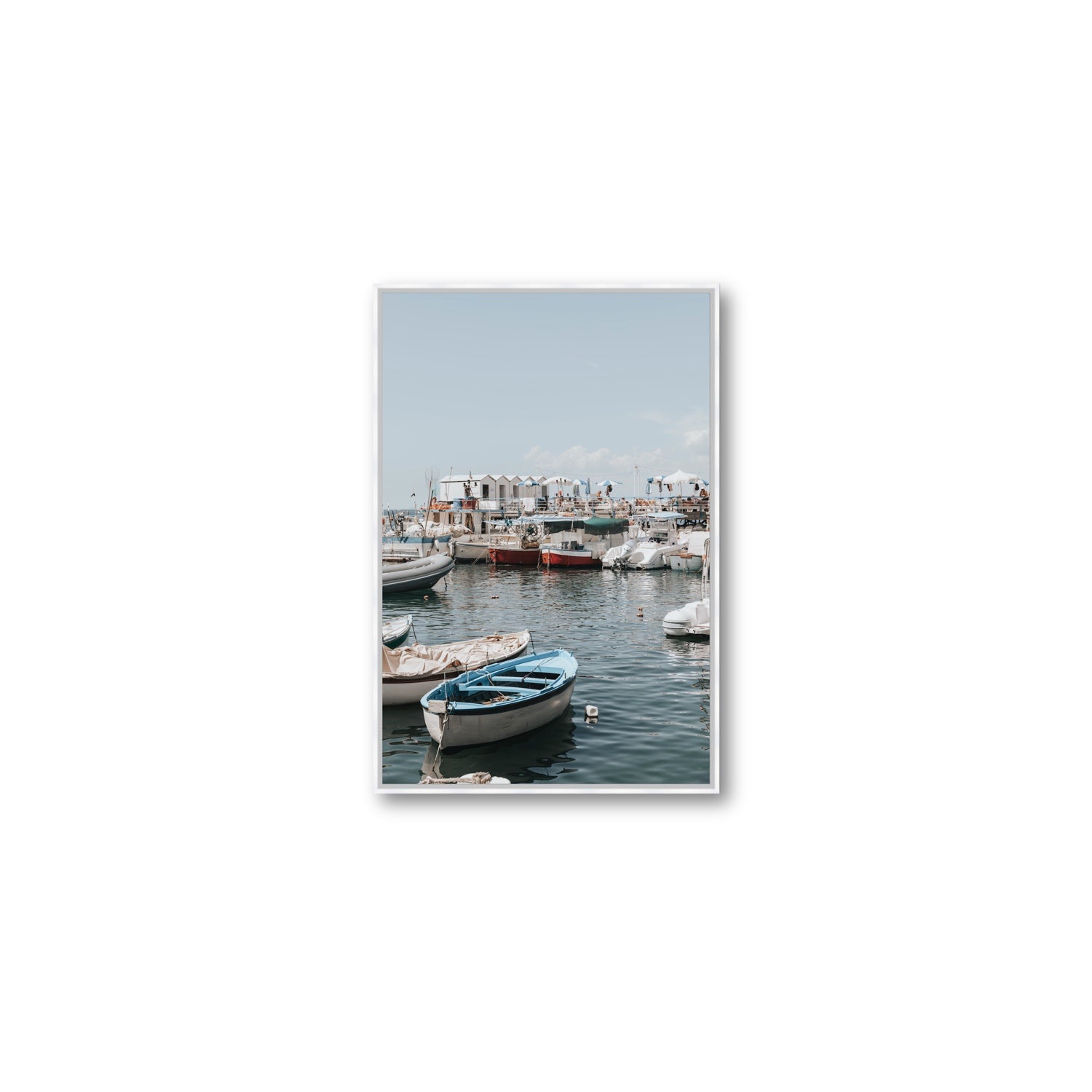 Harbour Hues Sorrento coastal Carousel wall art Medium fine art canvas in white float frame