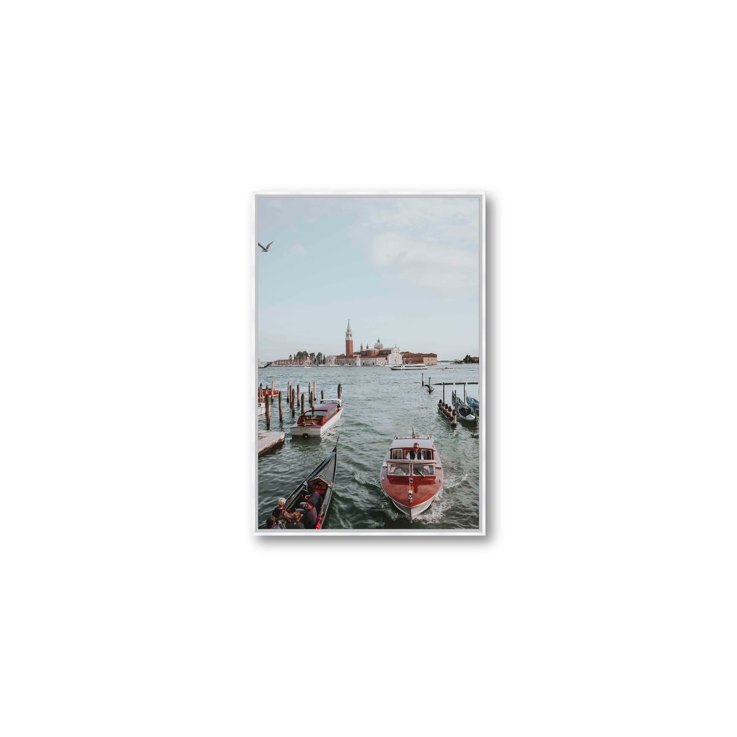 Galleggiante Venice Italian wall art Medium fine art canvas in white float frame