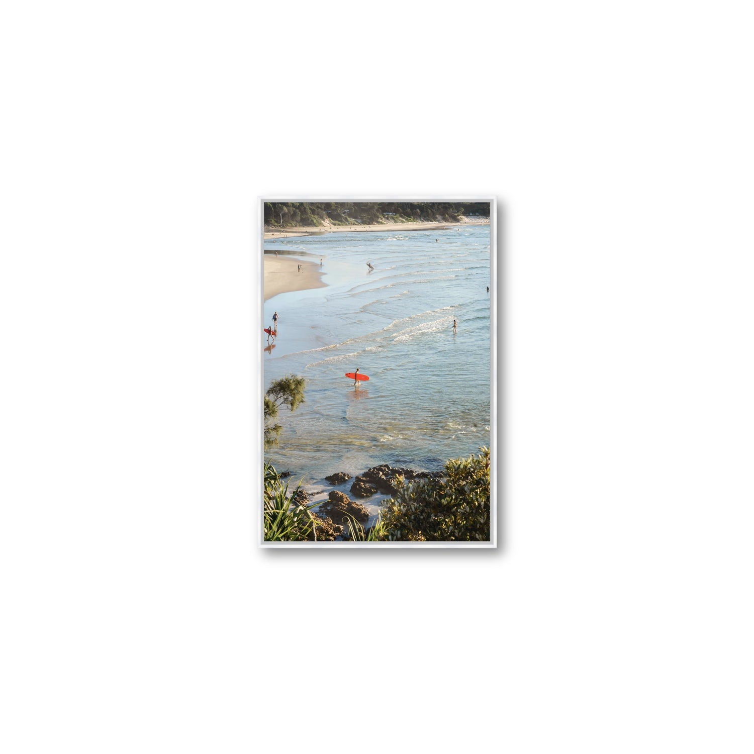Seclusion Byron Bay Surf coastal wall art Medium fine art canvas in white float frame