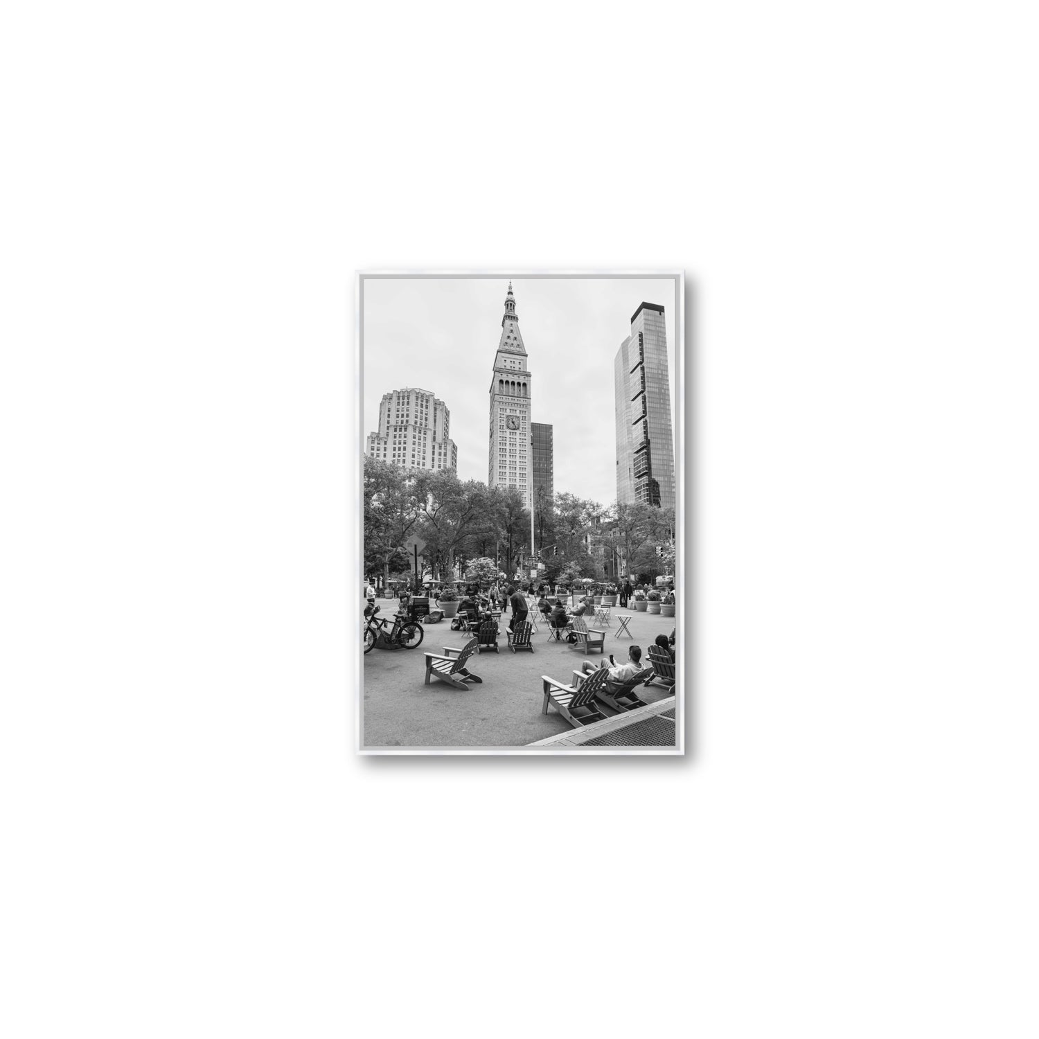 Timeless New York New York NYC Black & White wall art Medium fine art canvas in white float frame