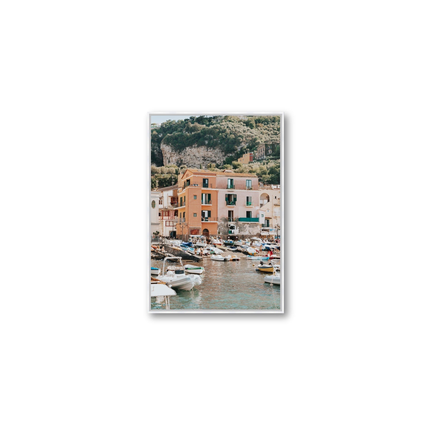 Boatyard Bliss fine art print, Sorrento, Italy, Medium, White Float Frame, Fine Art Canvas