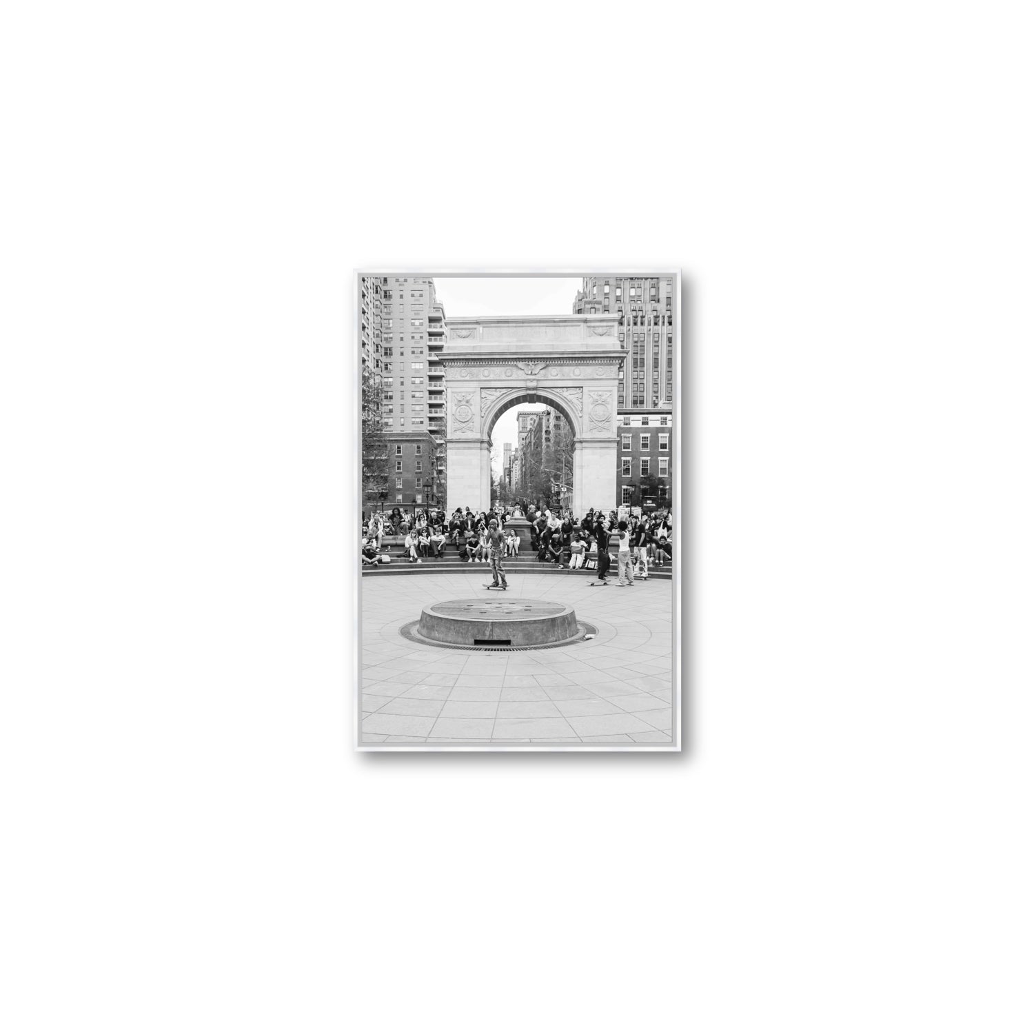 Concrete Conqueror New York NYC Skateboard wall art Medium fine art canvas in white float frame