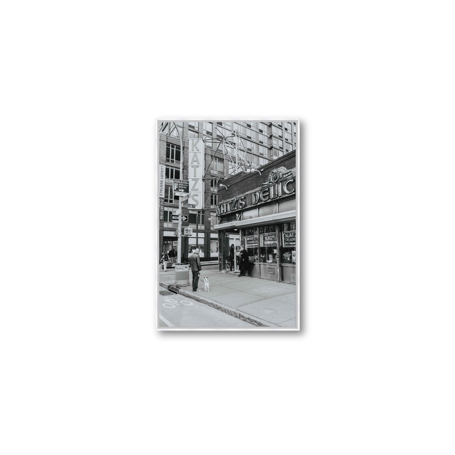 Graphite Gotham New York NYC Black & White wall art Medium fine art canvas in white float frame