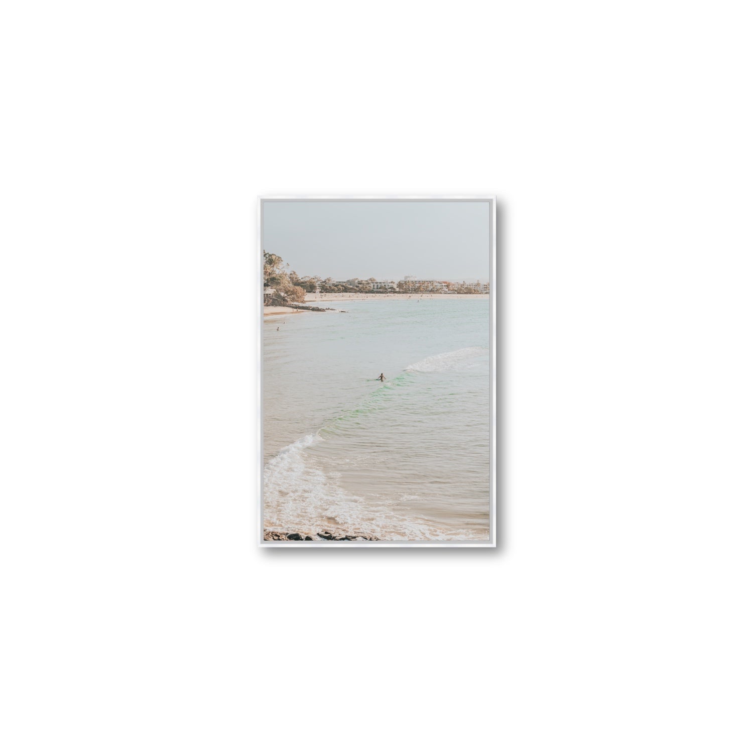 Salt Reverie fine art print, Noosa, Australia, coastal scenes artwork, Medium, White Float Frame, Fine Art Canvas