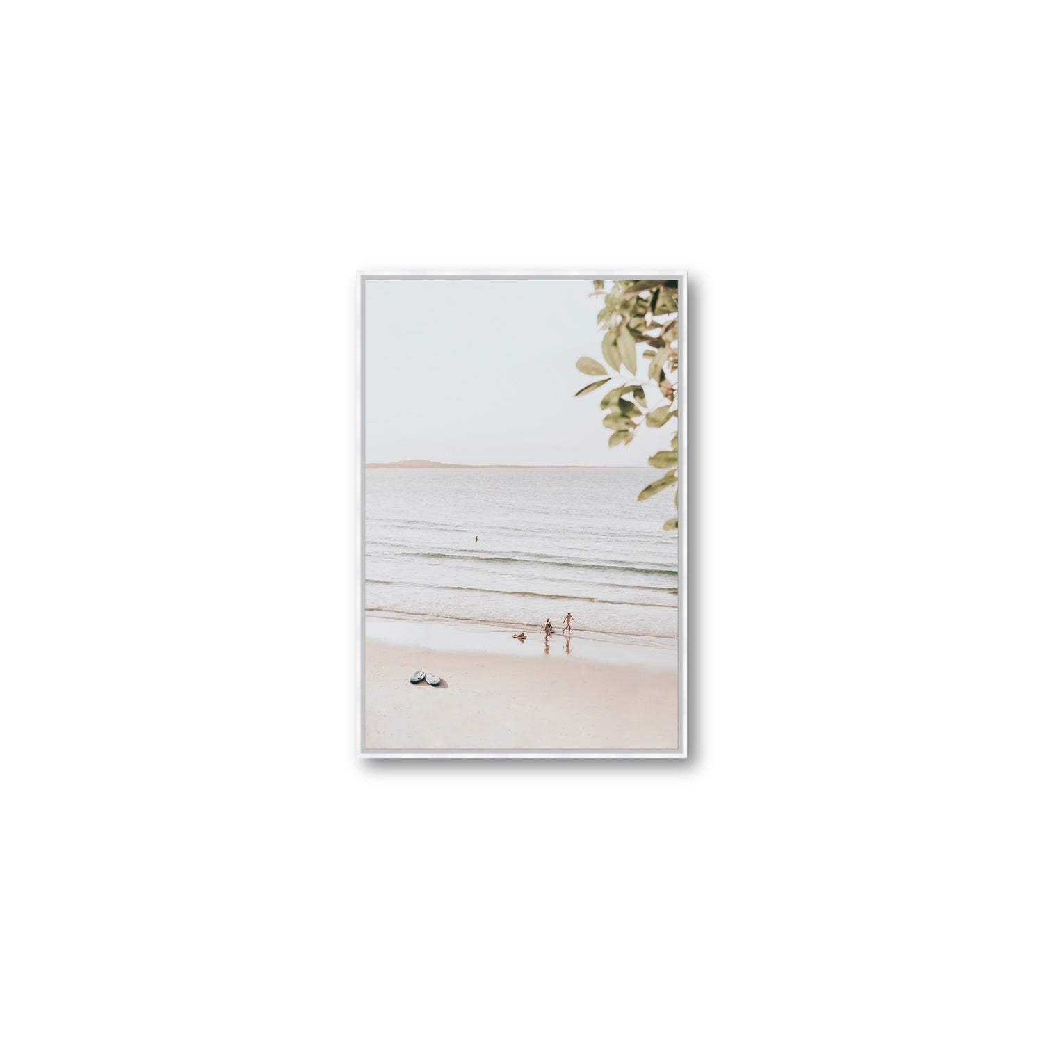 Walking On Sunshine fine art print, Noosa, Australia, coastal scenes artwork, Medium, White Float Frame, Fine Art Canvas