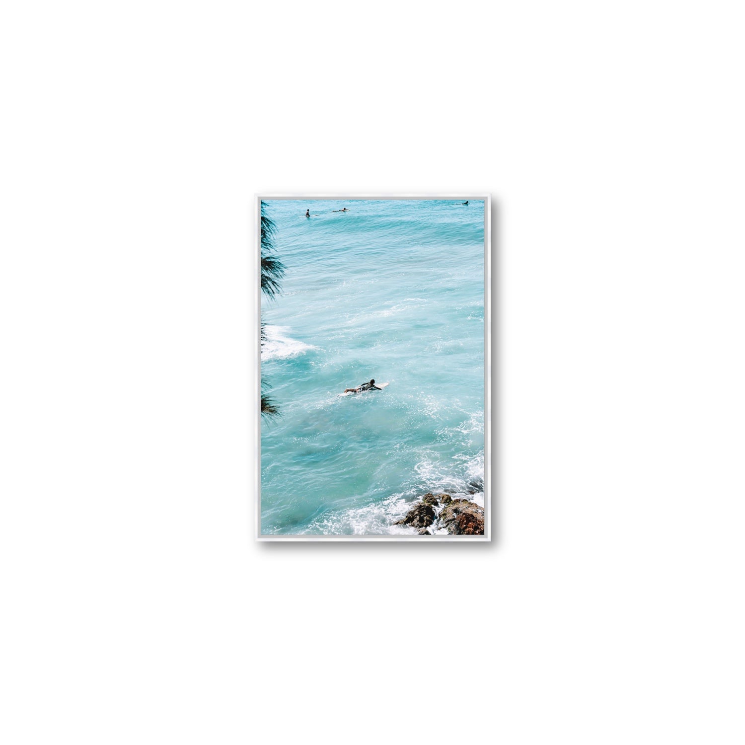 Blue Crush fine art print, Byron Bay, Australia, Medium, White Float Frame, Fine Art Canvas