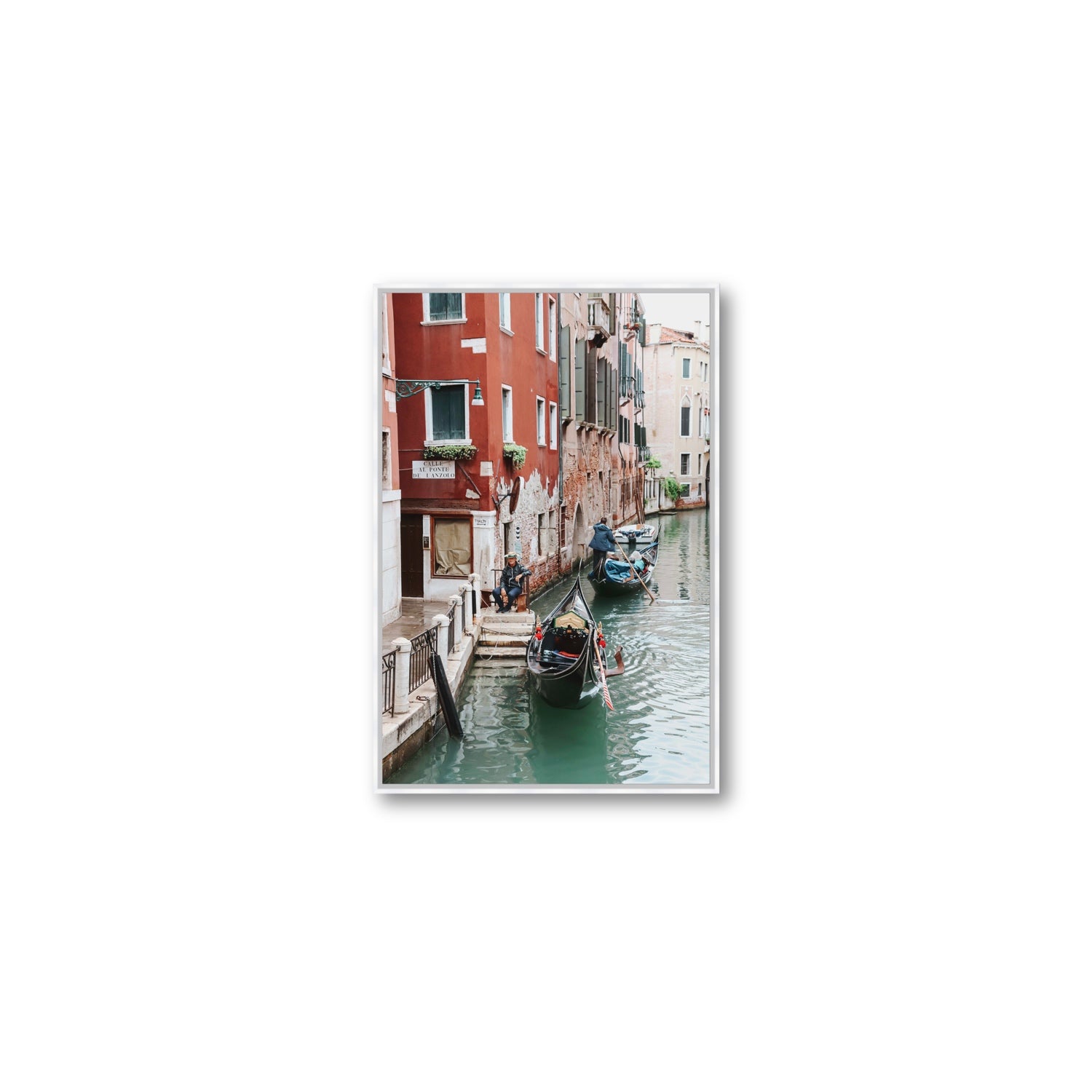 The Merchant Venice Canal Italian wall art Medium fine art canvas in white float frame