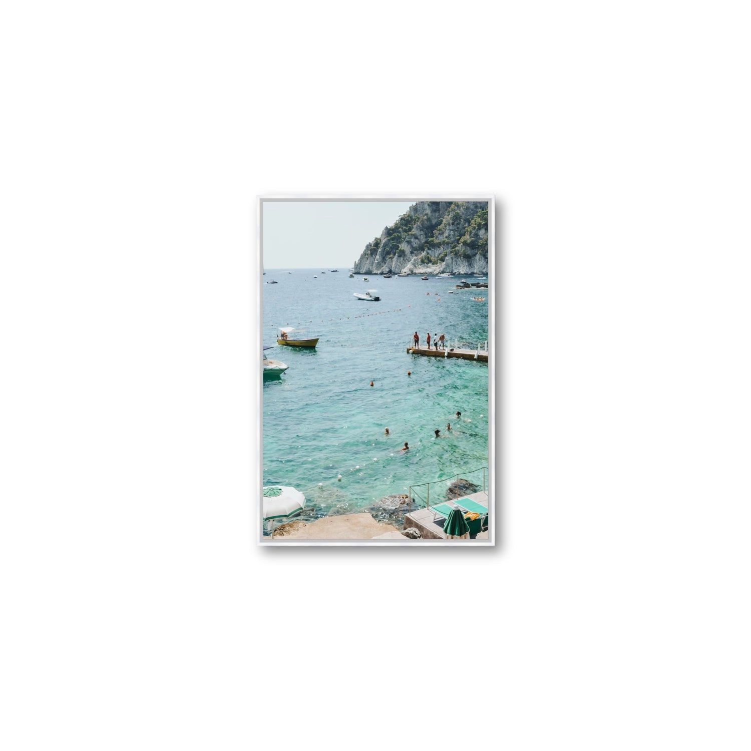 Delizia Pomeridiana Capri coastal wall art Medium fine art canvas in white float frame