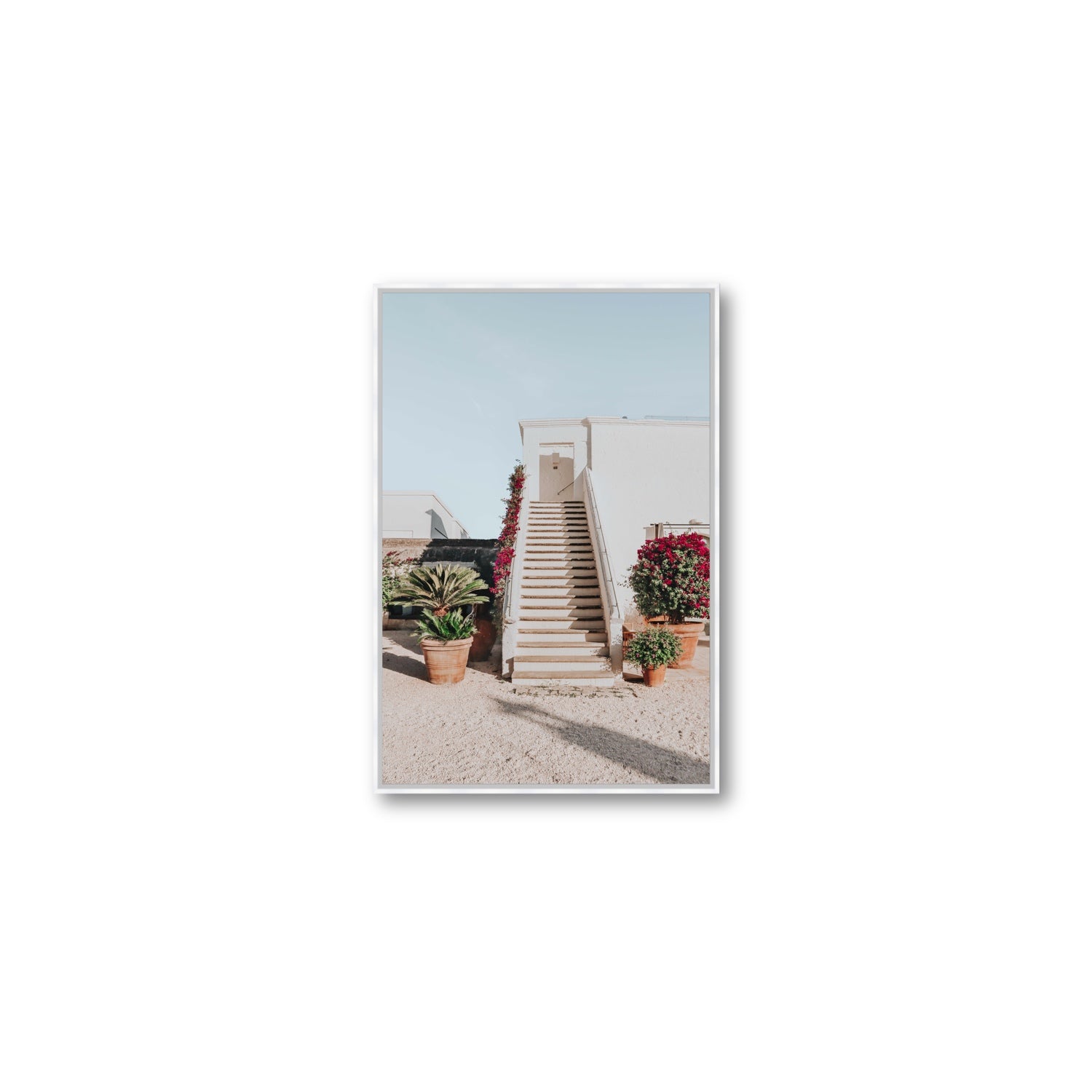 Tranquil Ascent Puglia Italian wall art Medium fine art canvas in white float frame