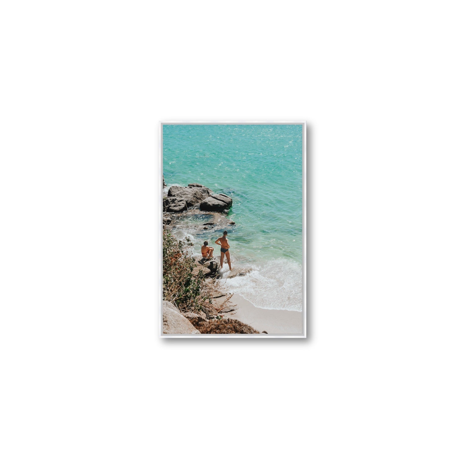 Scene Stealers Mykonos Greek island wall art Medium fine art canvas in white float frame