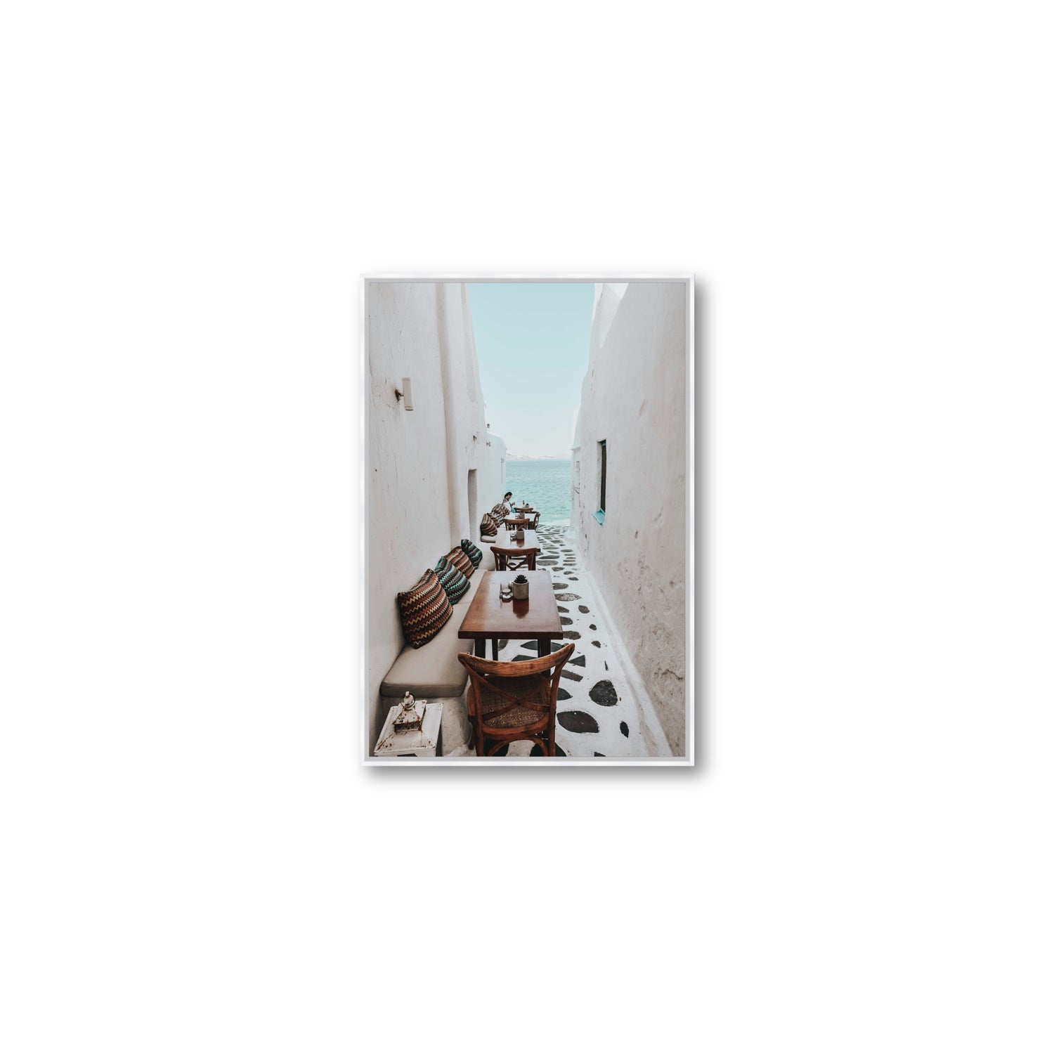 Trip Down Memory Lane fine art print, Mykonos, Greece, Medium, White Float Frame, Fine Art Canvas