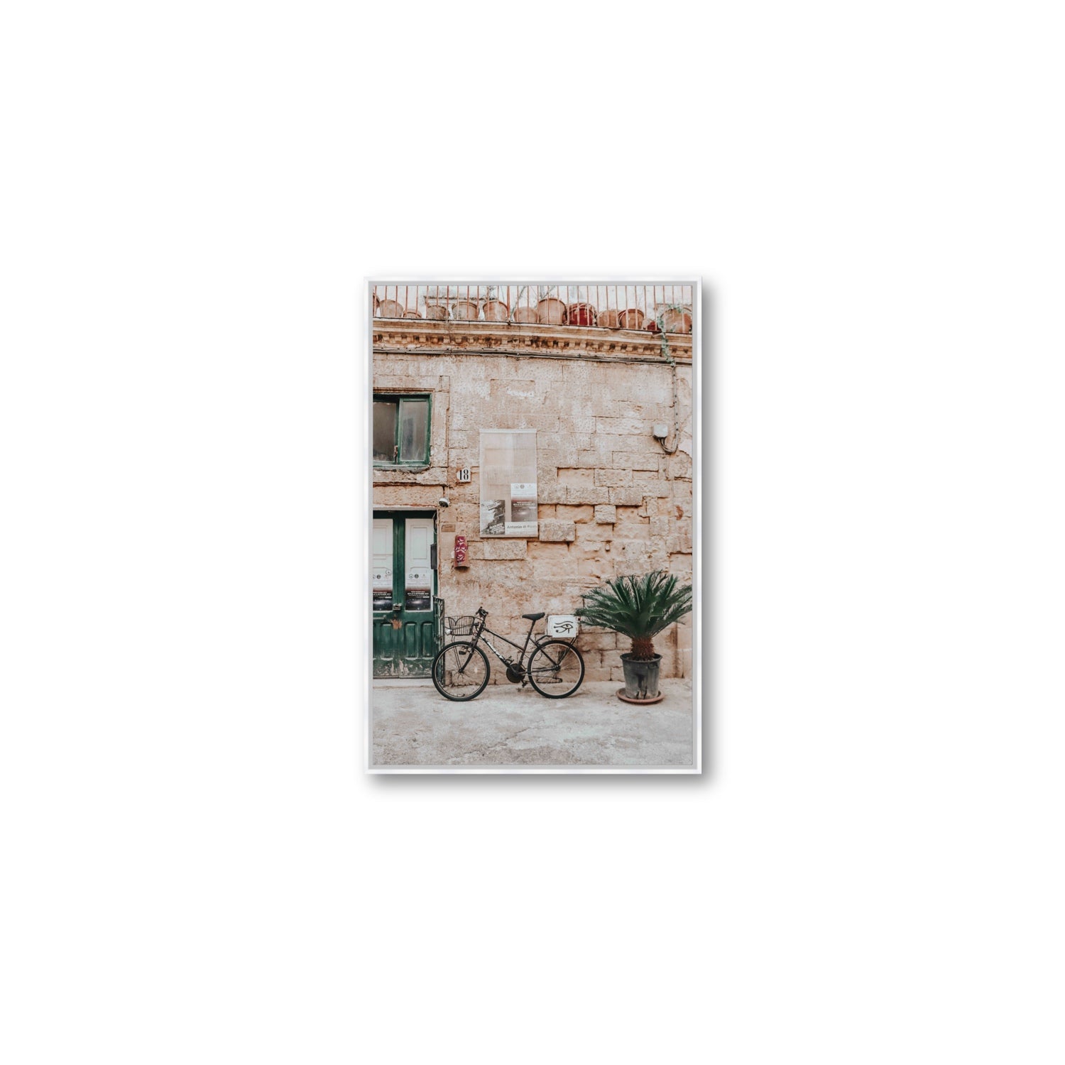Salento Streets Puglia Lecce Italian wall art Medium fine art canvas in white float frame
