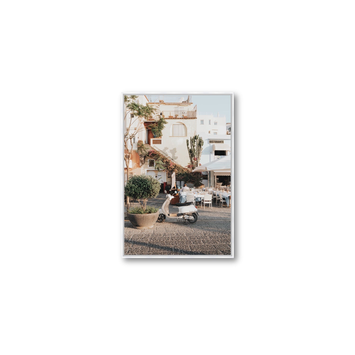 Ristorante Ischia Italian Mediterranean decor wall art Medium fine art canvas in white float frame