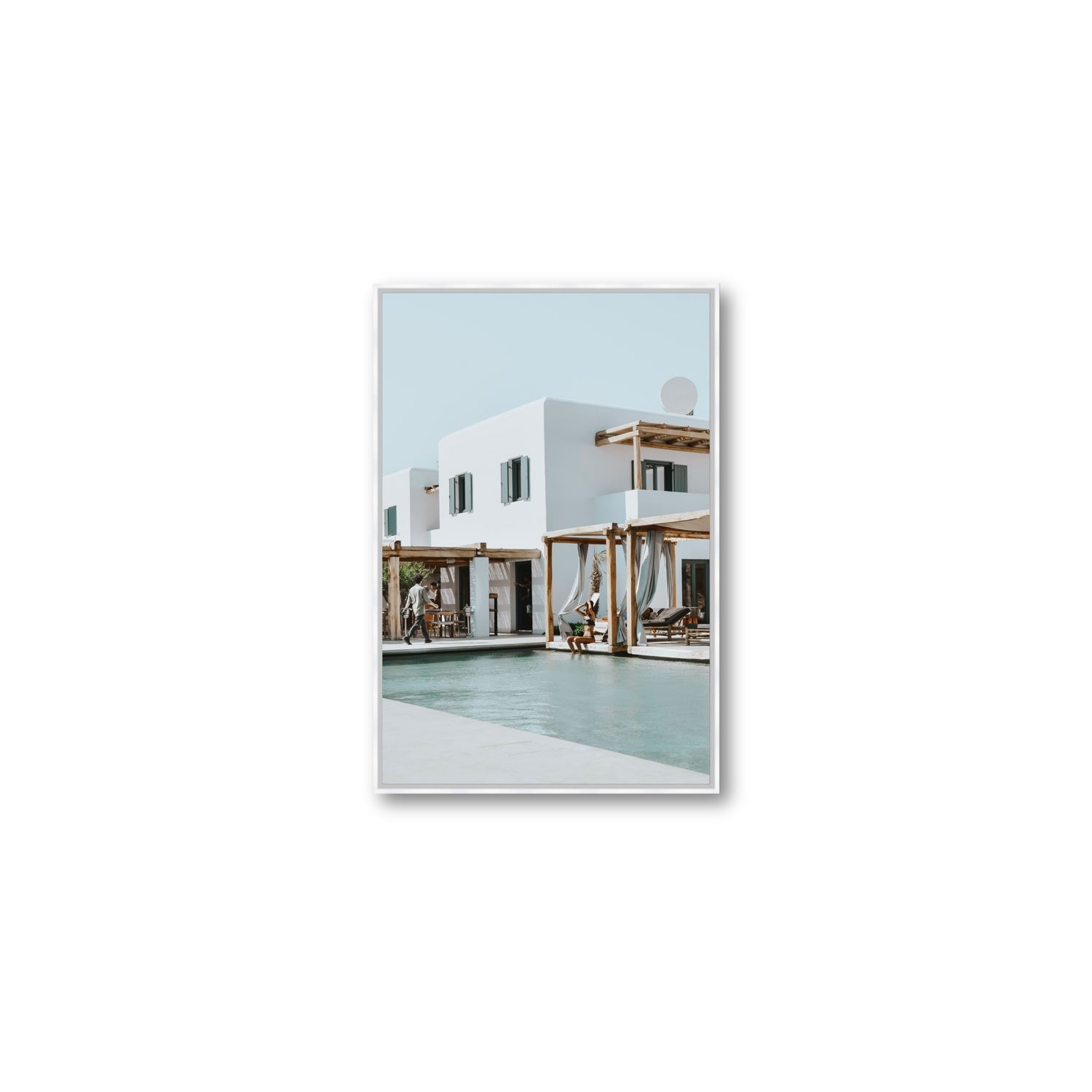 Aphrodite Mykonos Greek island wall art Medium fine art canvas in white float frame