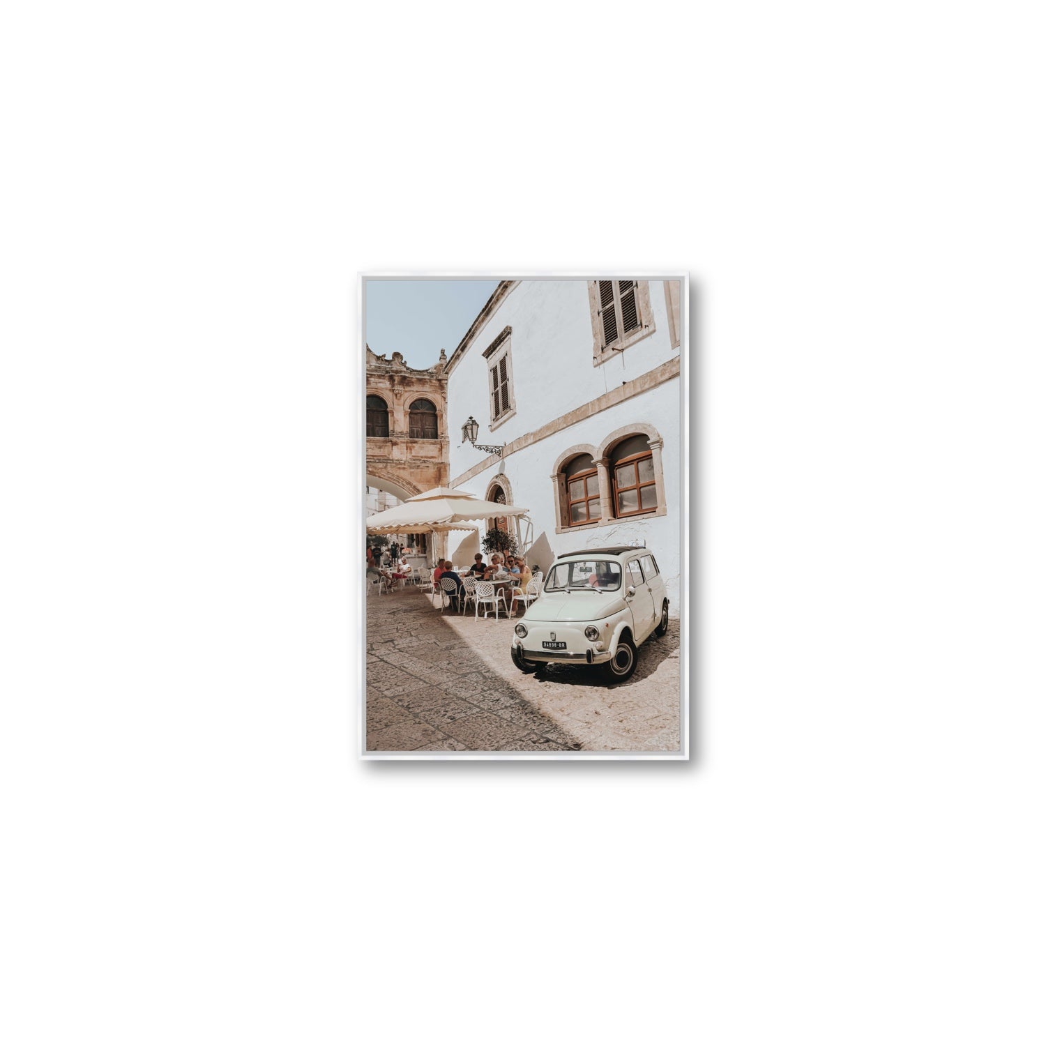 Piazza di Ostuni Puglia Italian wall art Medium fine art canvas in white float frame