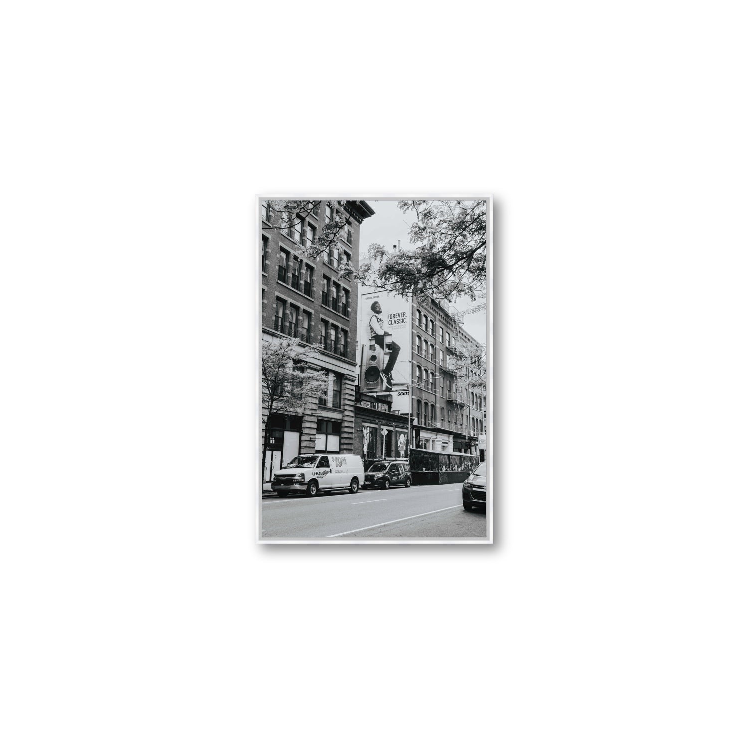 Forever Classic New York NYC Black & White wall art Medium fine art canvas in white float frame