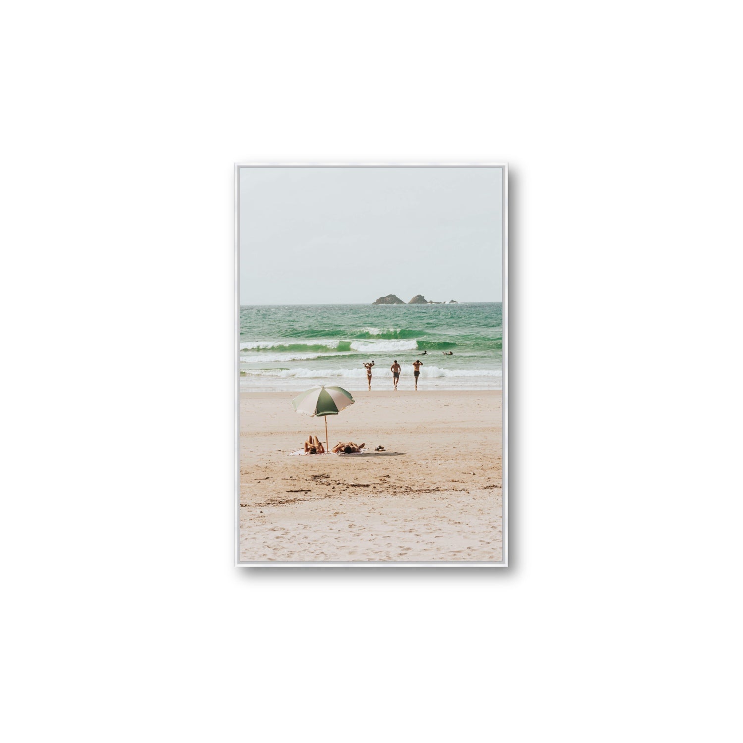 Escape The Ordinary Byron Bay coastal decor wall art Large fine art canvas in white float frame