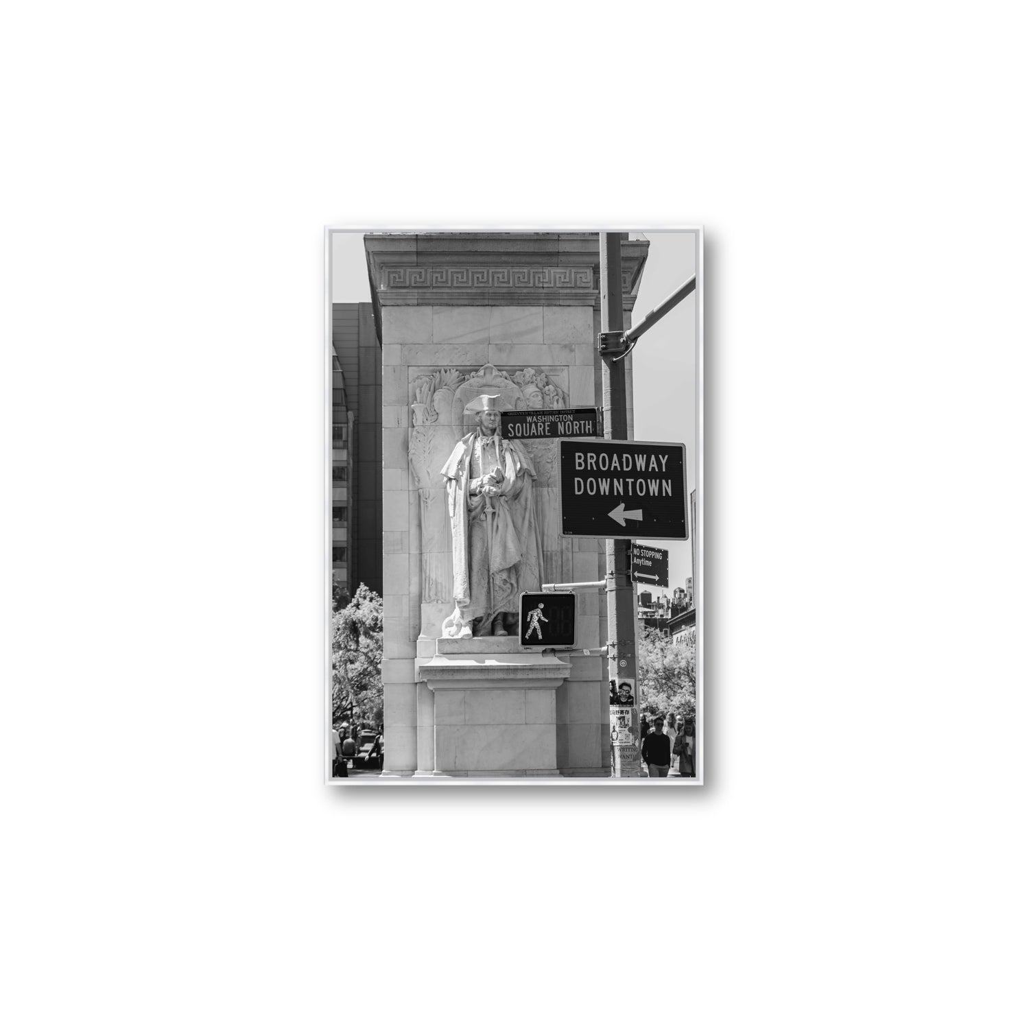 Silent Sentinels New York NYC Black & White wall art Large fine art canvas in white float frame