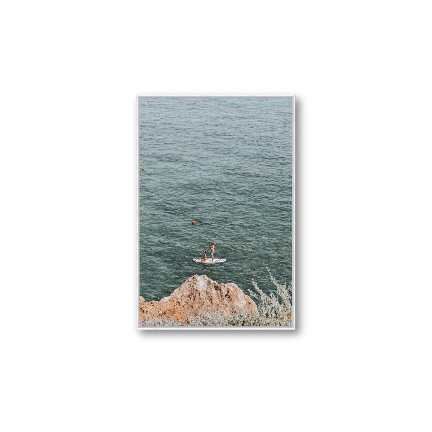 Into The Vibe Without Getting Wet Tuscany coastal wall art Large fine art canvas in white float frame