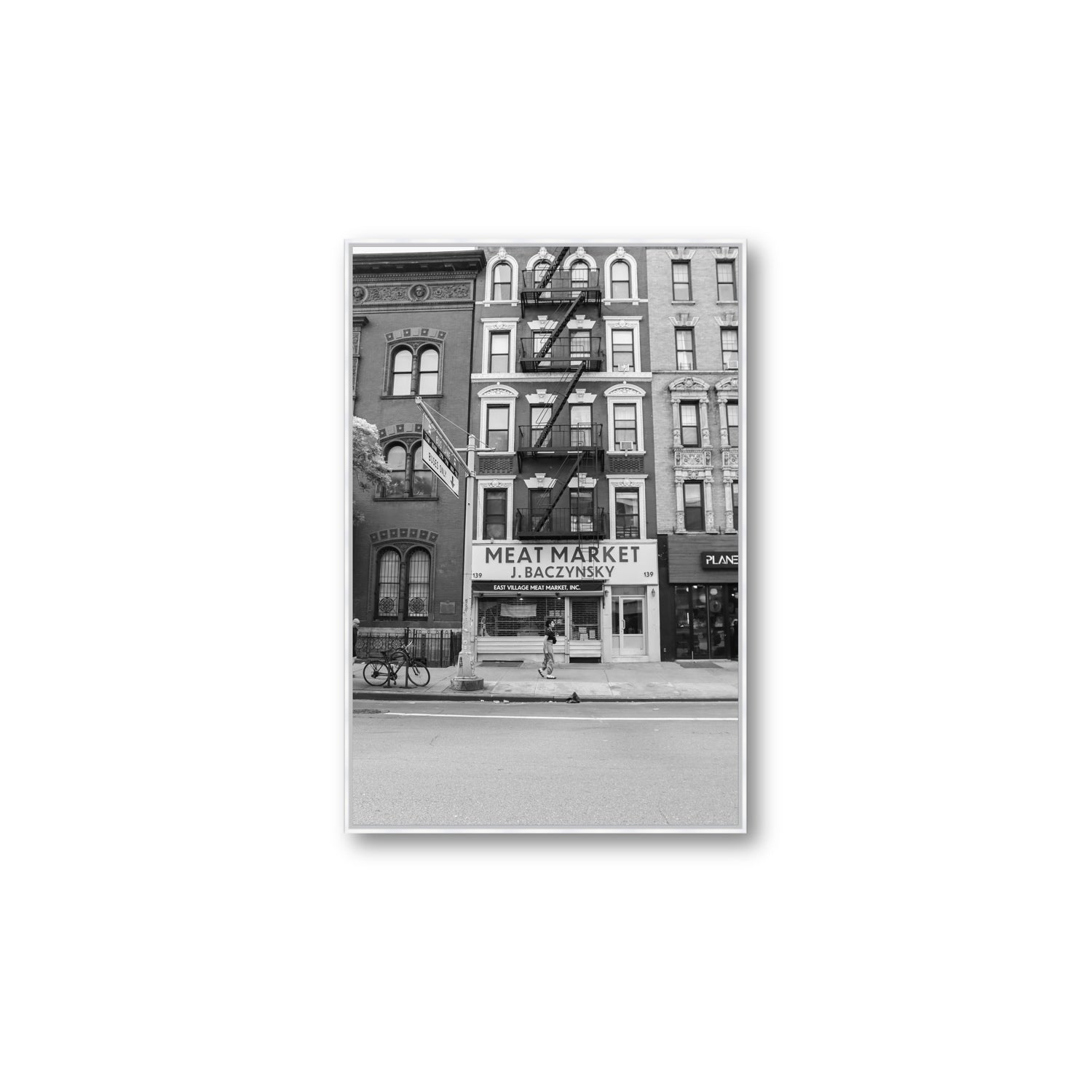 Vertical Village New York NYC Black & White wall art Large fine art canvas in white float frame