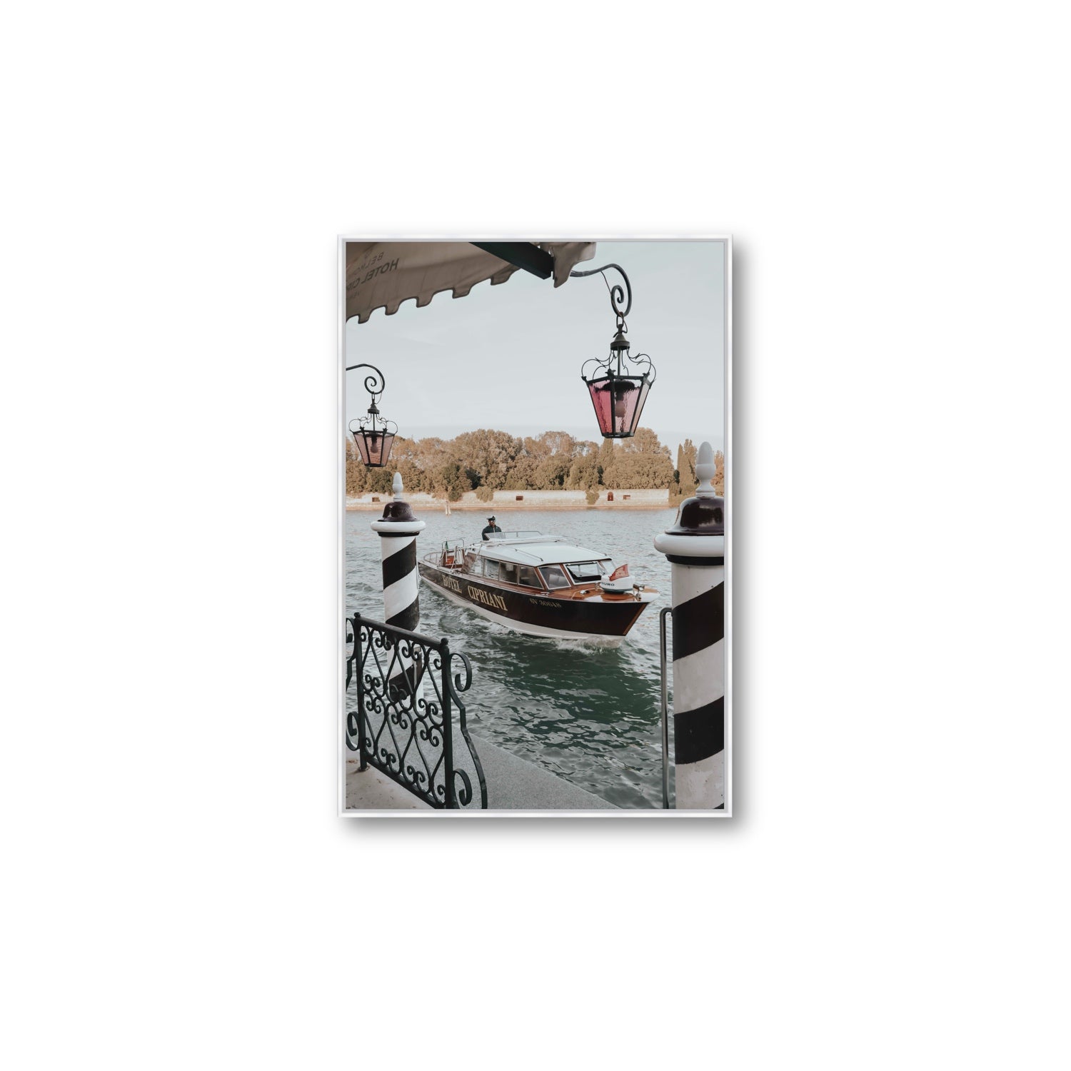 Taxi Shuttle Venice wall art Large fine art canvas in white float frame